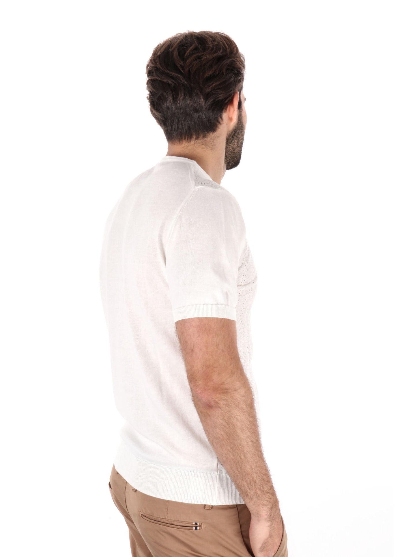 T-SHIRT IN MAGLIA TRAFORATA FB UOMO LATTE