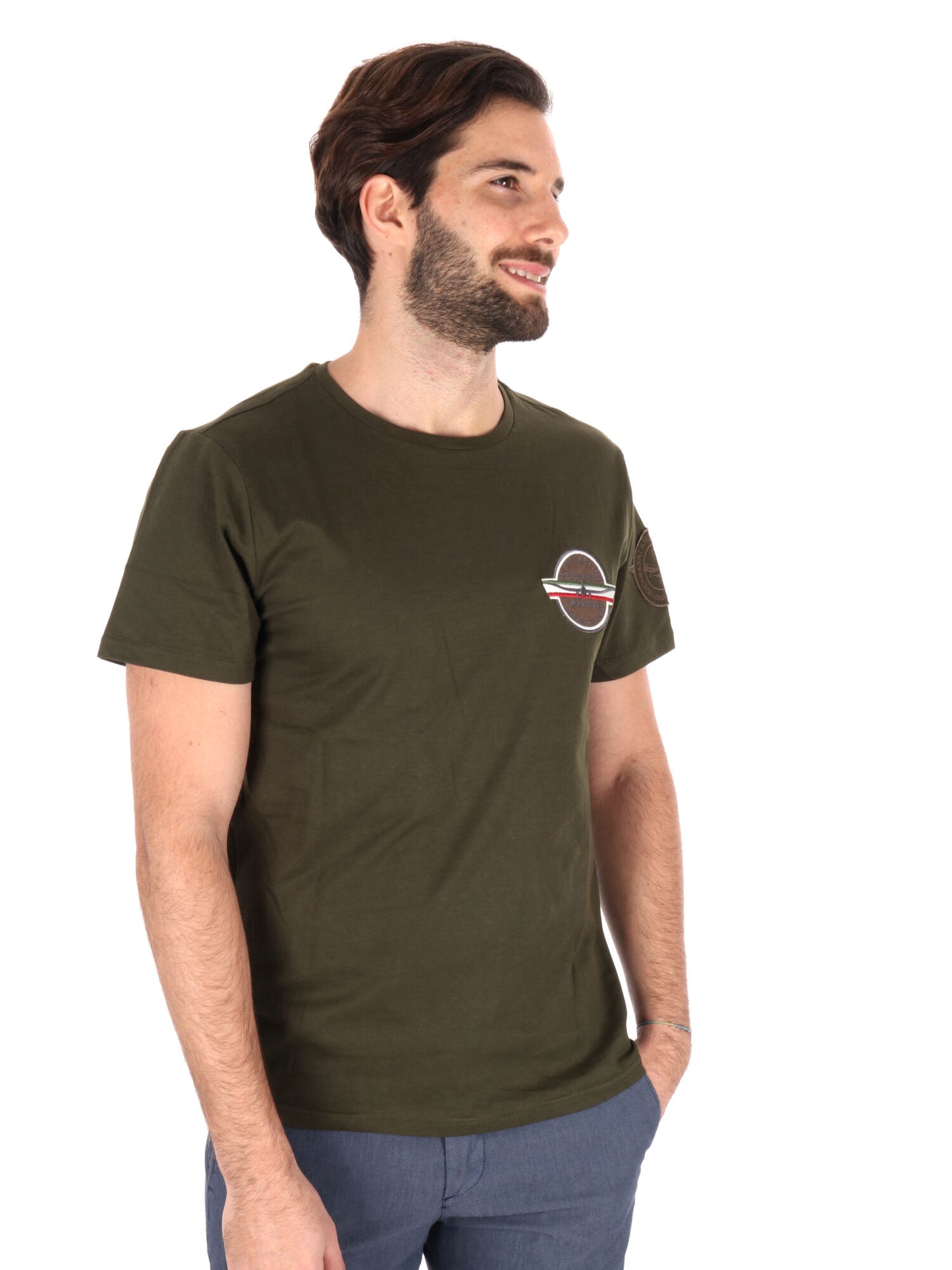 T-SHIRT AERONAUTICA ITALIANA UOMO VERDE MILITARE