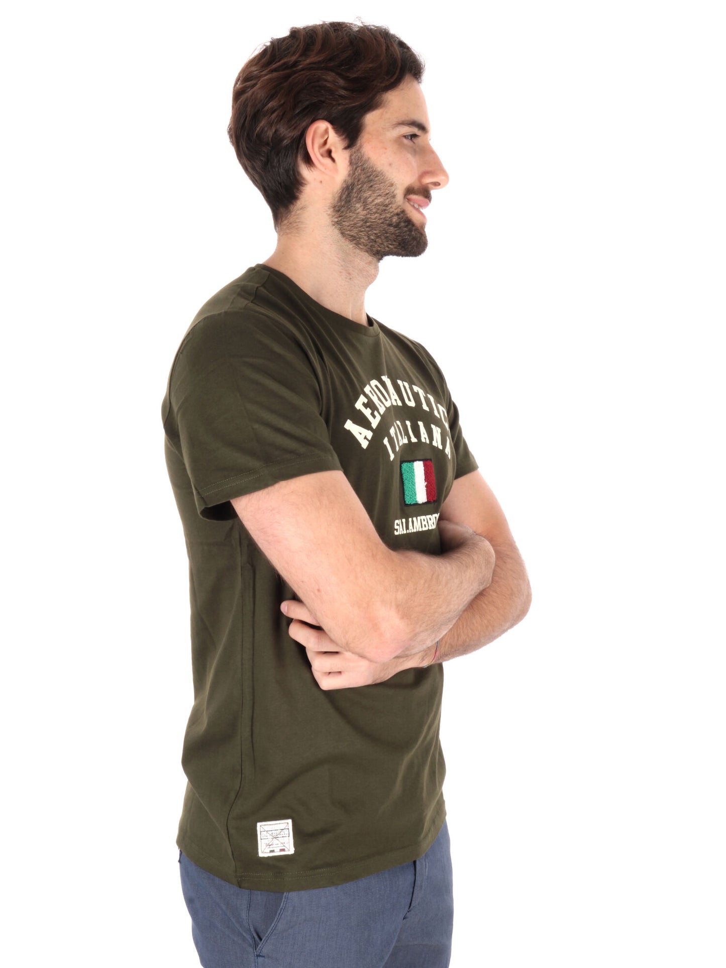 T-SHIRT AERONAUTICA ITALIANA UOMO VERDE MILITARE