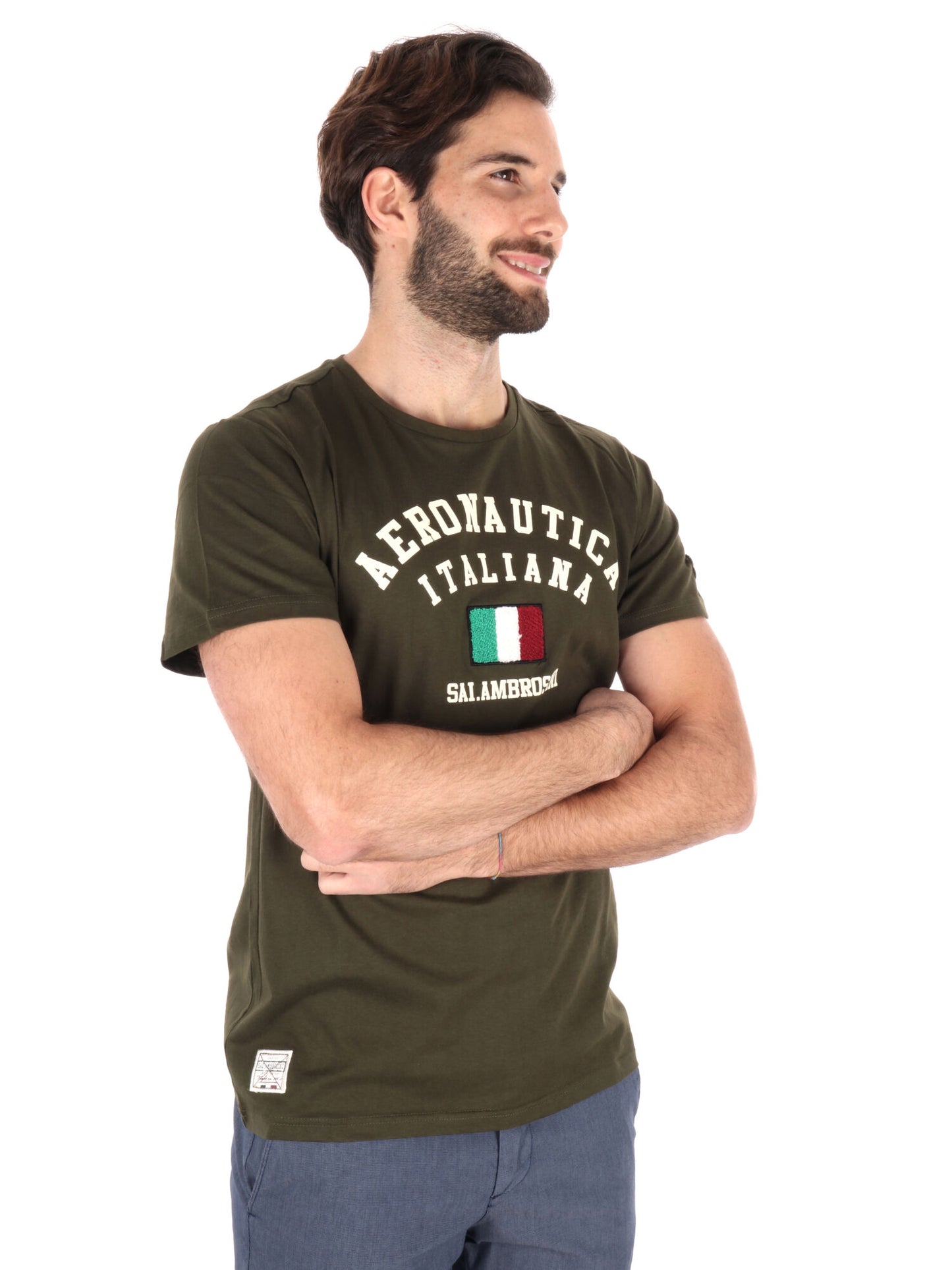 T-SHIRT AERONAUTICA ITALIANA UOMO VERDE MILITARE