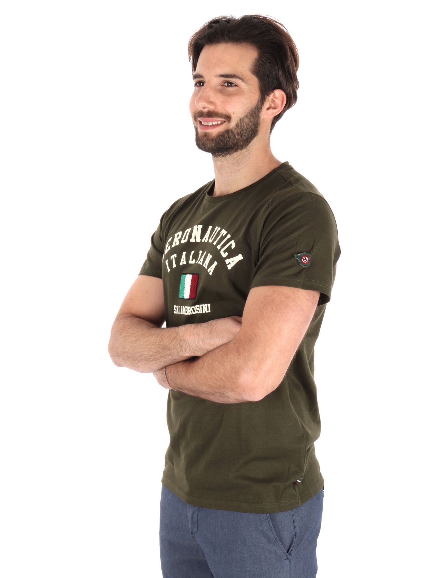 T-SHIRT AERONAUTICA ITALIANA UOMO VERDE MILITARE