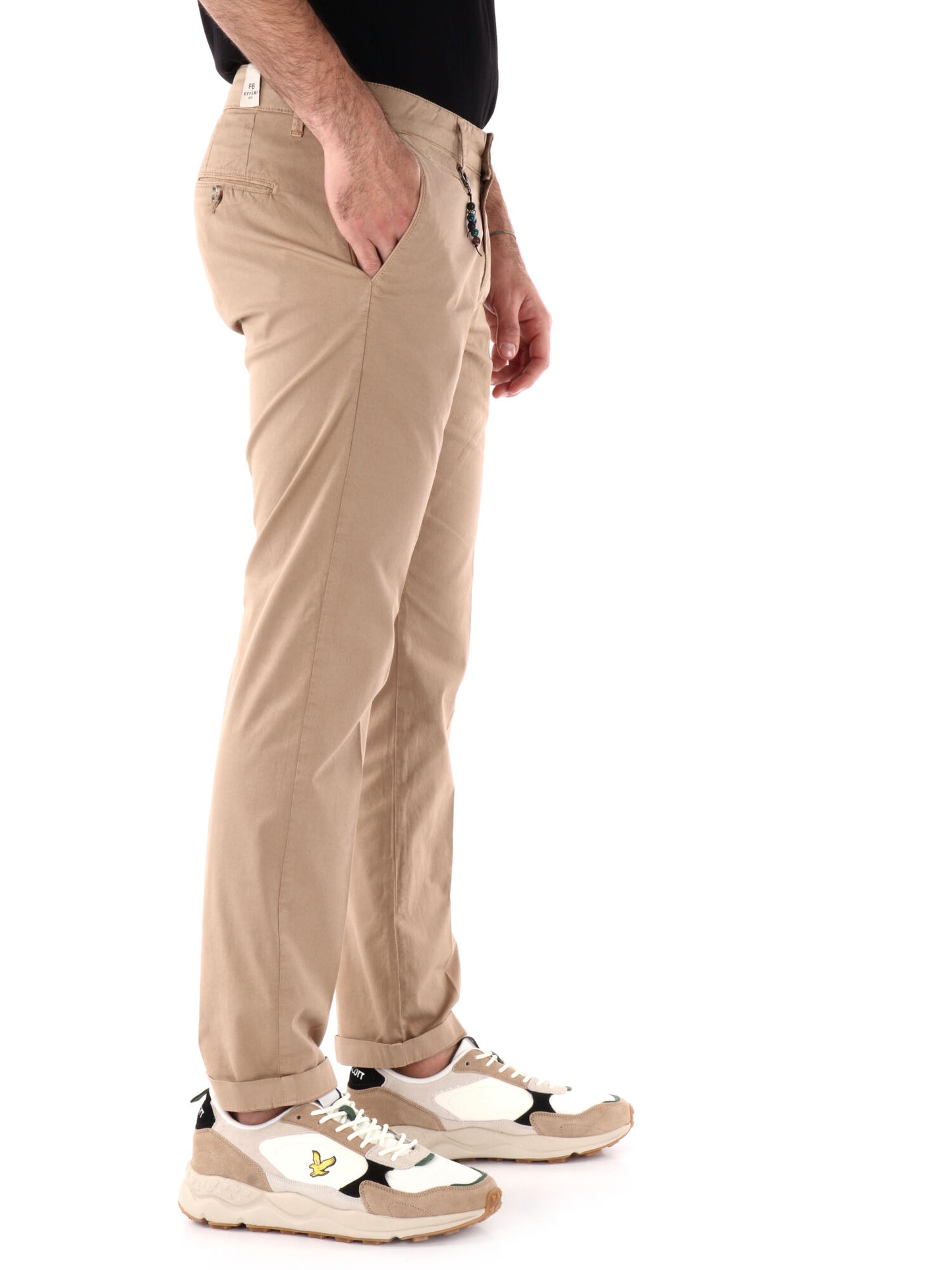 Pantalone chino slim da uomo FB in lycra marrone versatile e moderno