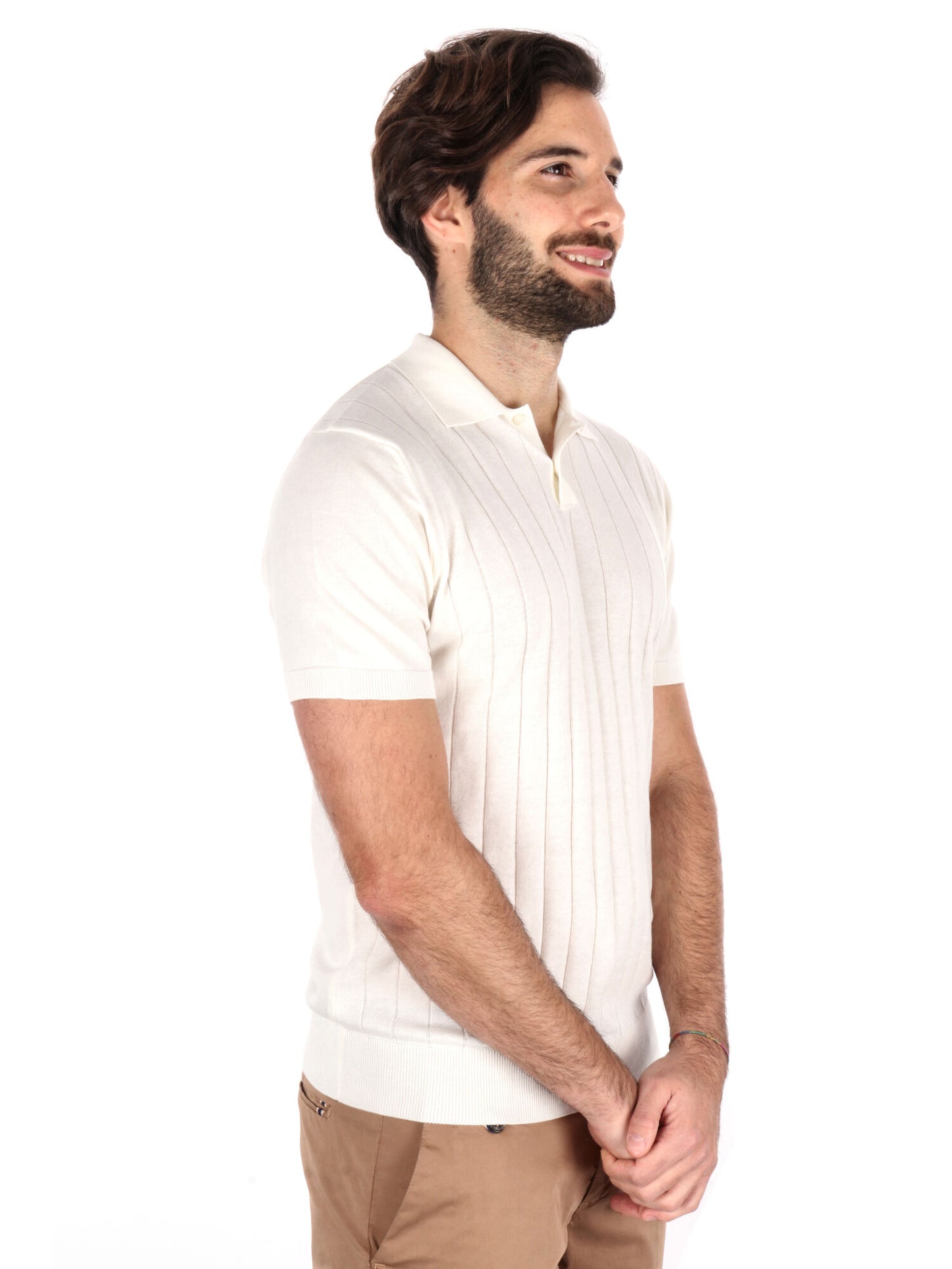 Polo Barba K652 da uomo in cotone bianca con collo italiano