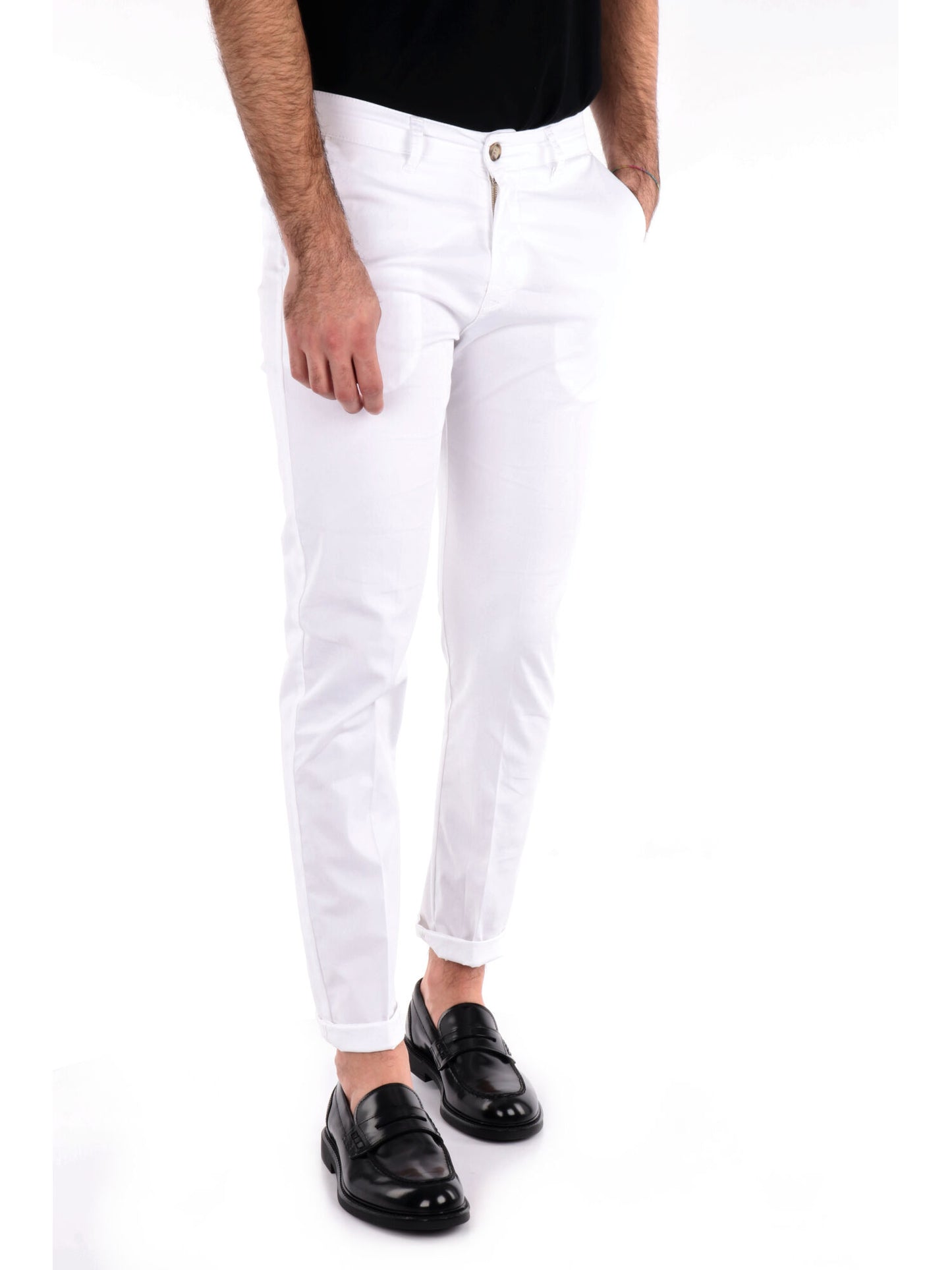 Pantalone chino FB Bongo bianco da uomo in lycra elegante