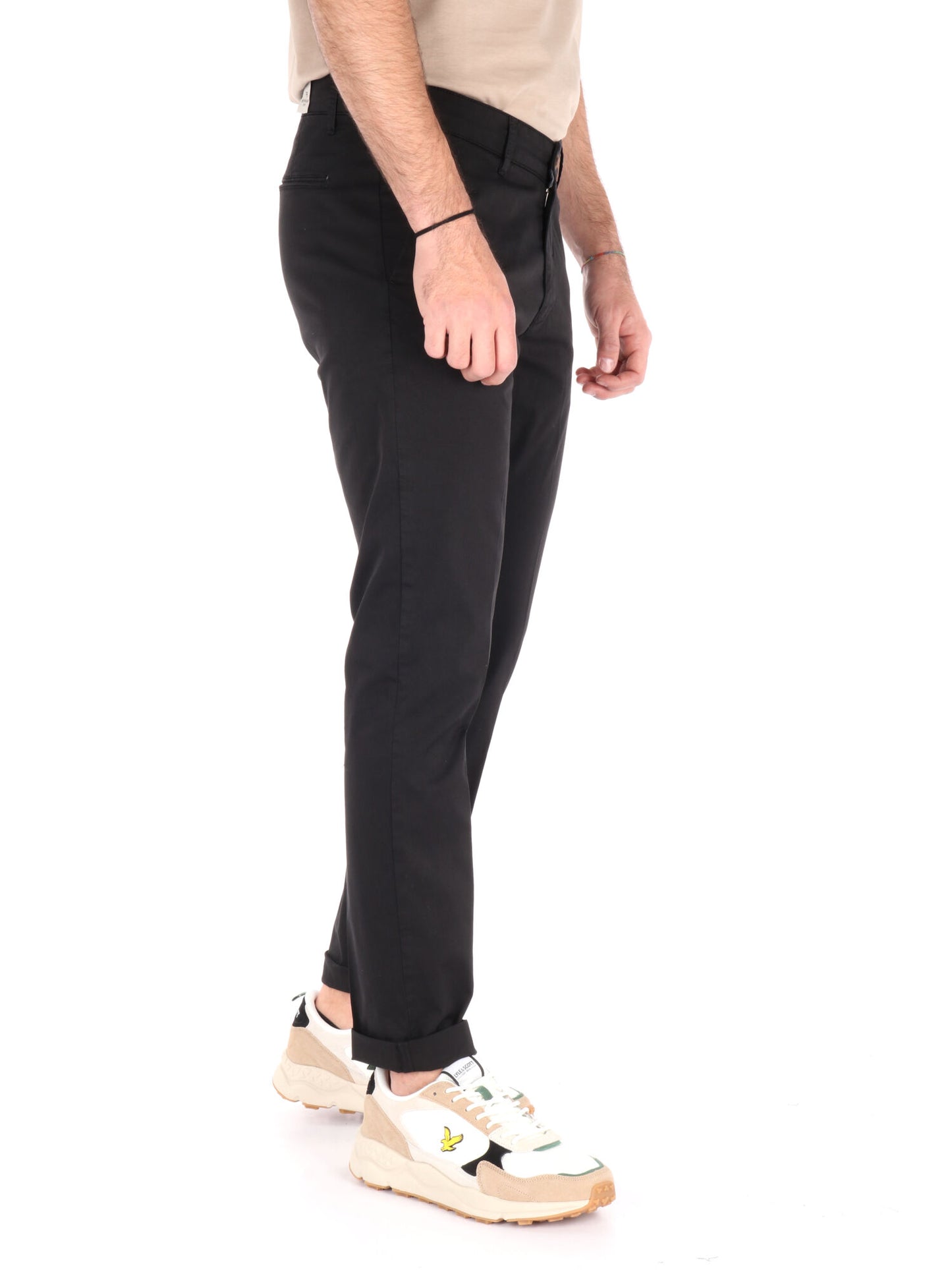 Pantalone chino Bongo di FB in lycra nero da uomo elegante