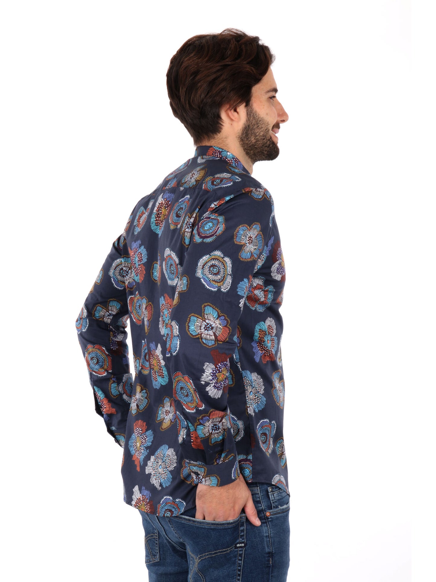 CAMICIA COLLETTO COREANO FB UOMO BLU