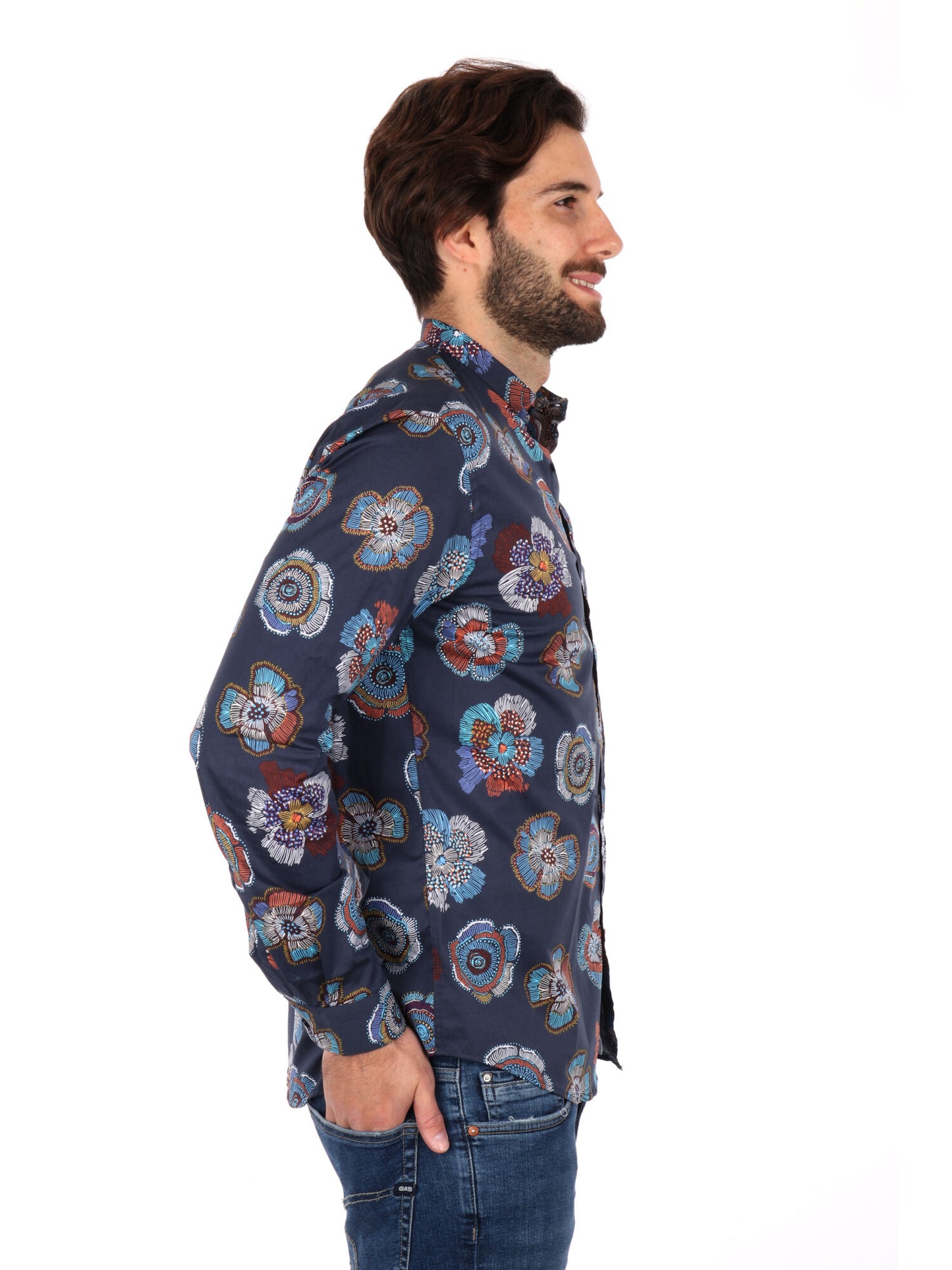 CAMICIA COLLETTO COREANO FB UOMO BLU