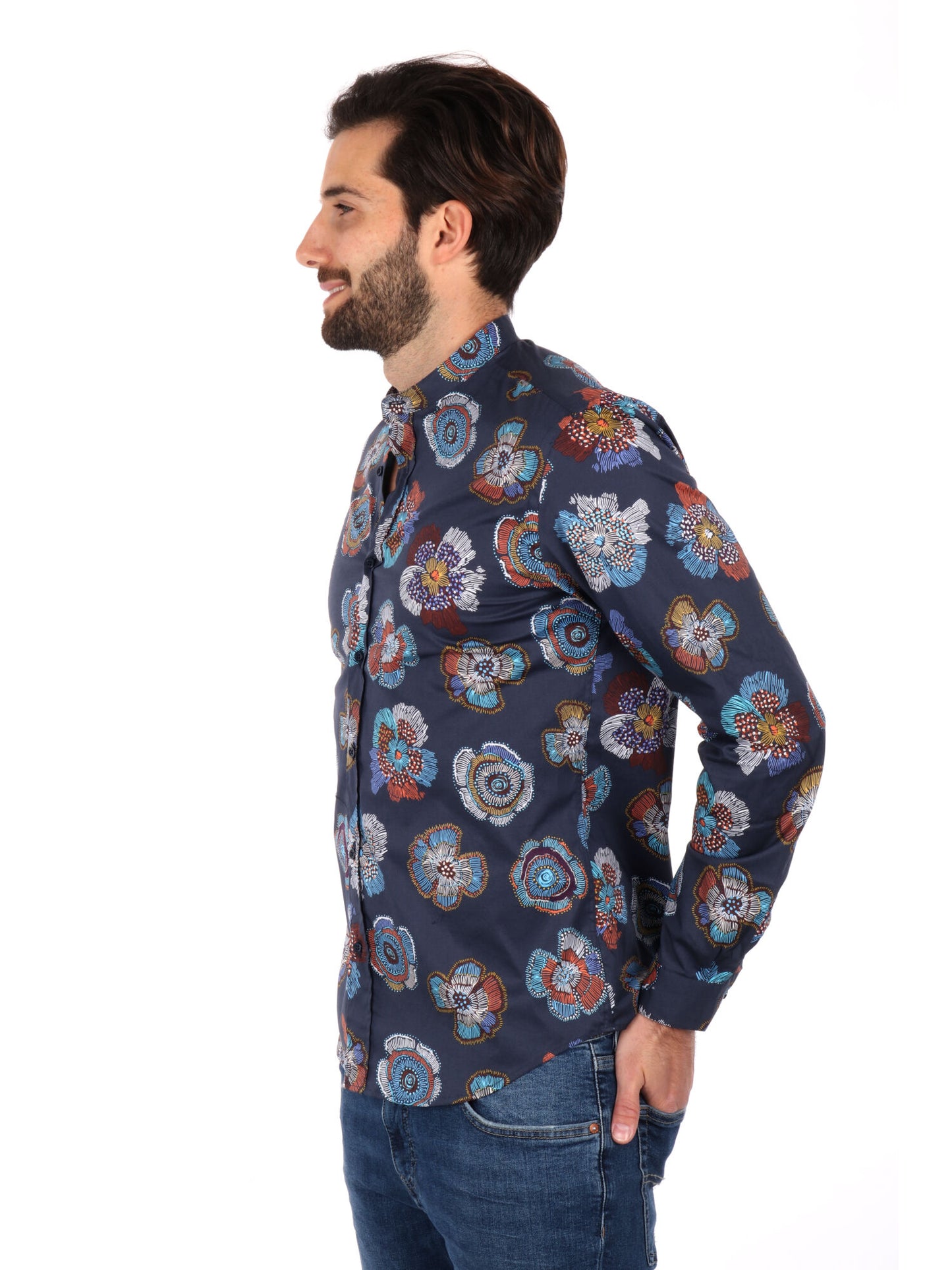 CAMICIA COLLETTO COREANO FB UOMO BLU