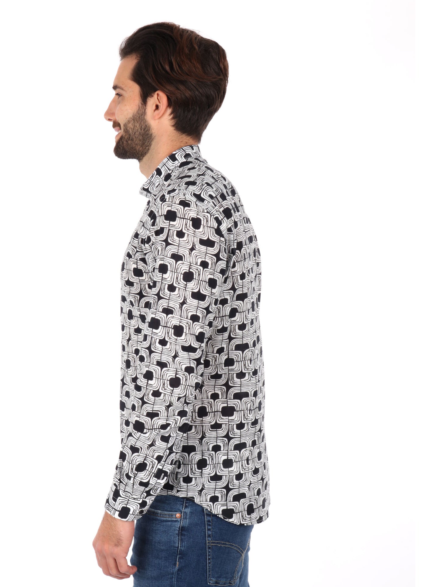 CAMICIA COLLETTO COREANO FB UOMO BIANCO-NERO
