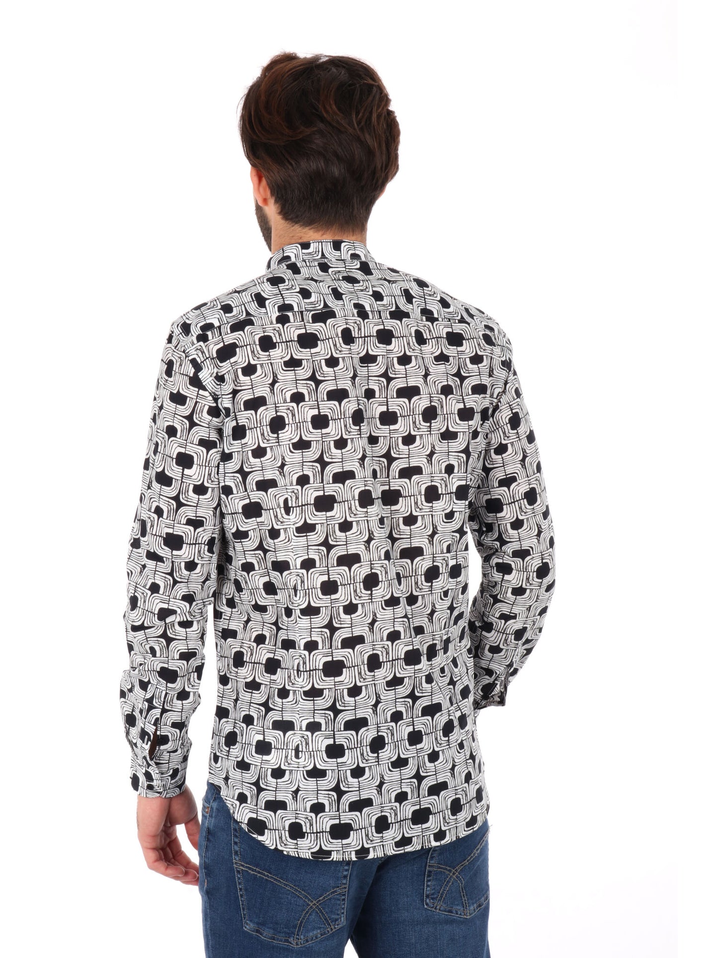 CAMICIA COLLETTO COREANO FB UOMO BIANCO-NERO