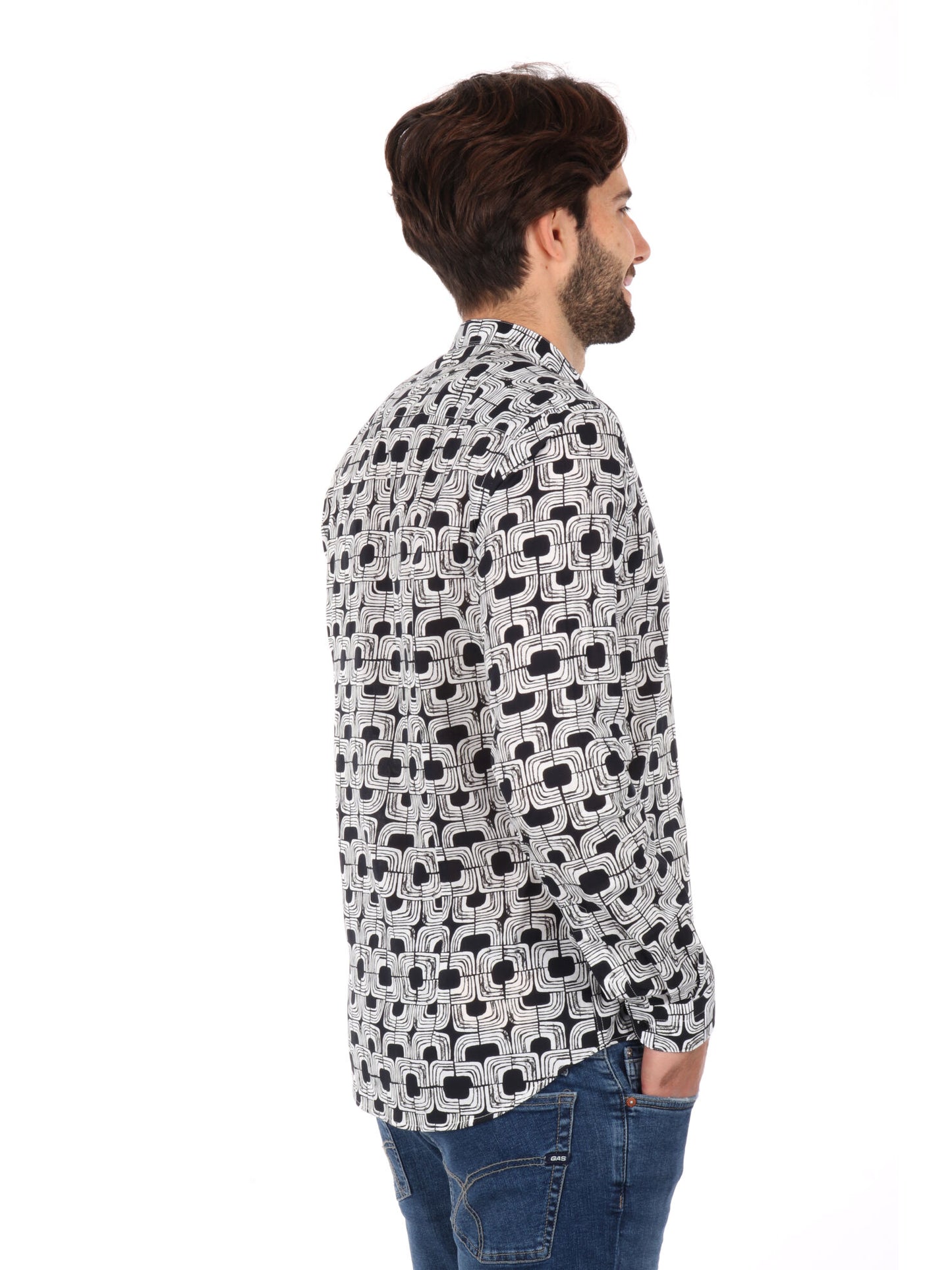 CAMICIA COLLETTO COREANO FB UOMO BIANCO-NERO