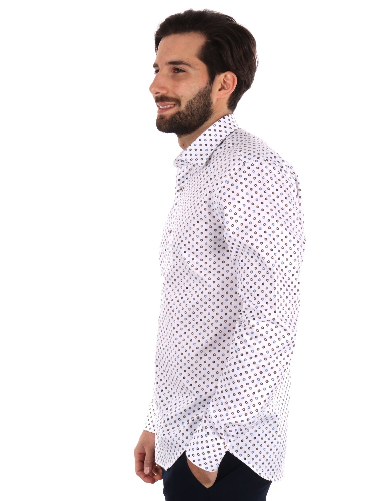 CAMICIA COMETA FB UOMO BIANCO-MARRONE