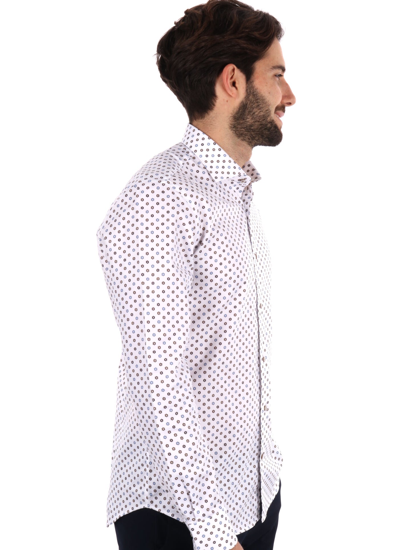 CAMICIA COMETA FB UOMO BIANCO-MARRONE