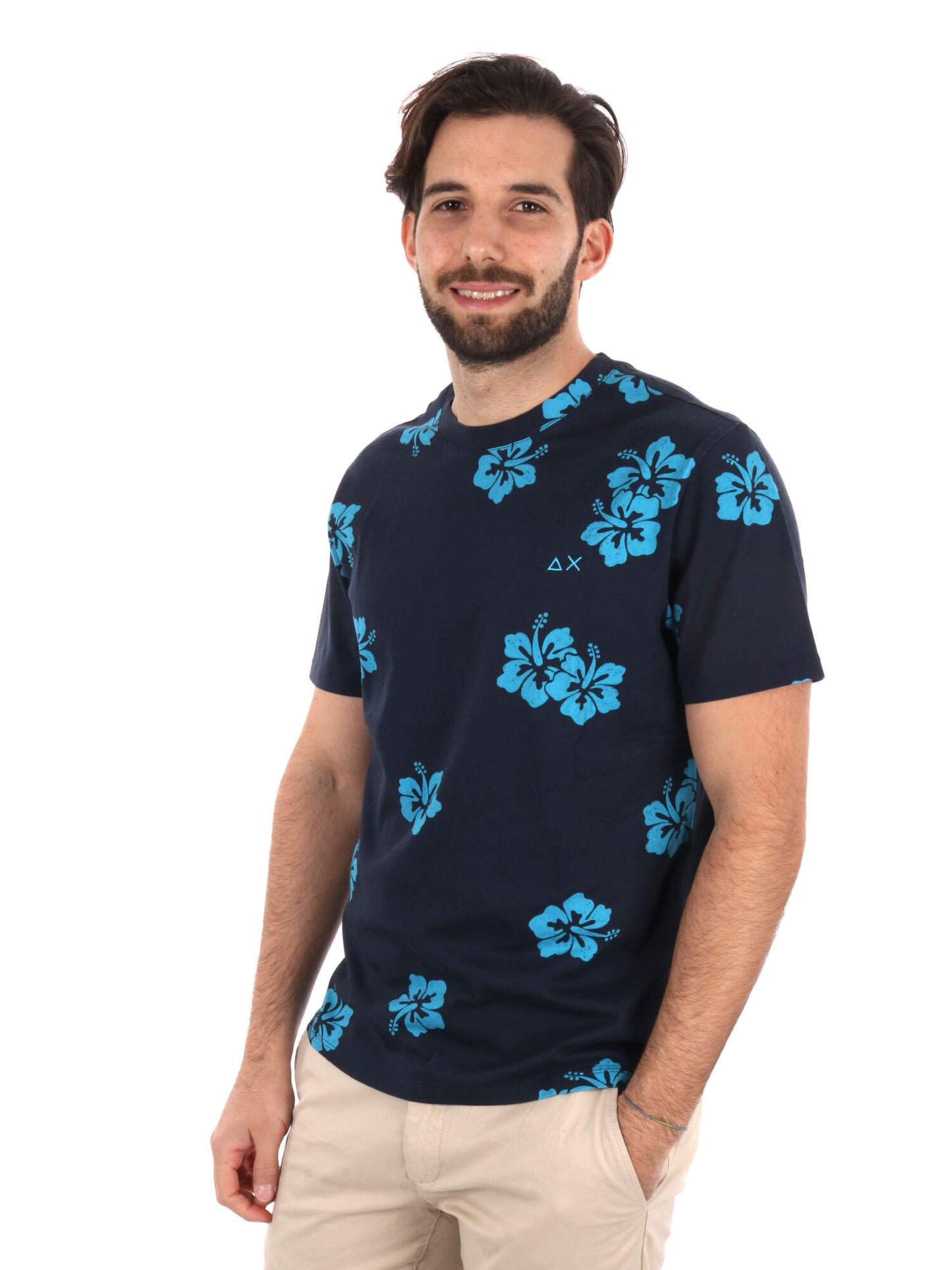 T-SHIRT STAMPA ALL-OVER SUN68 UOMO BLU