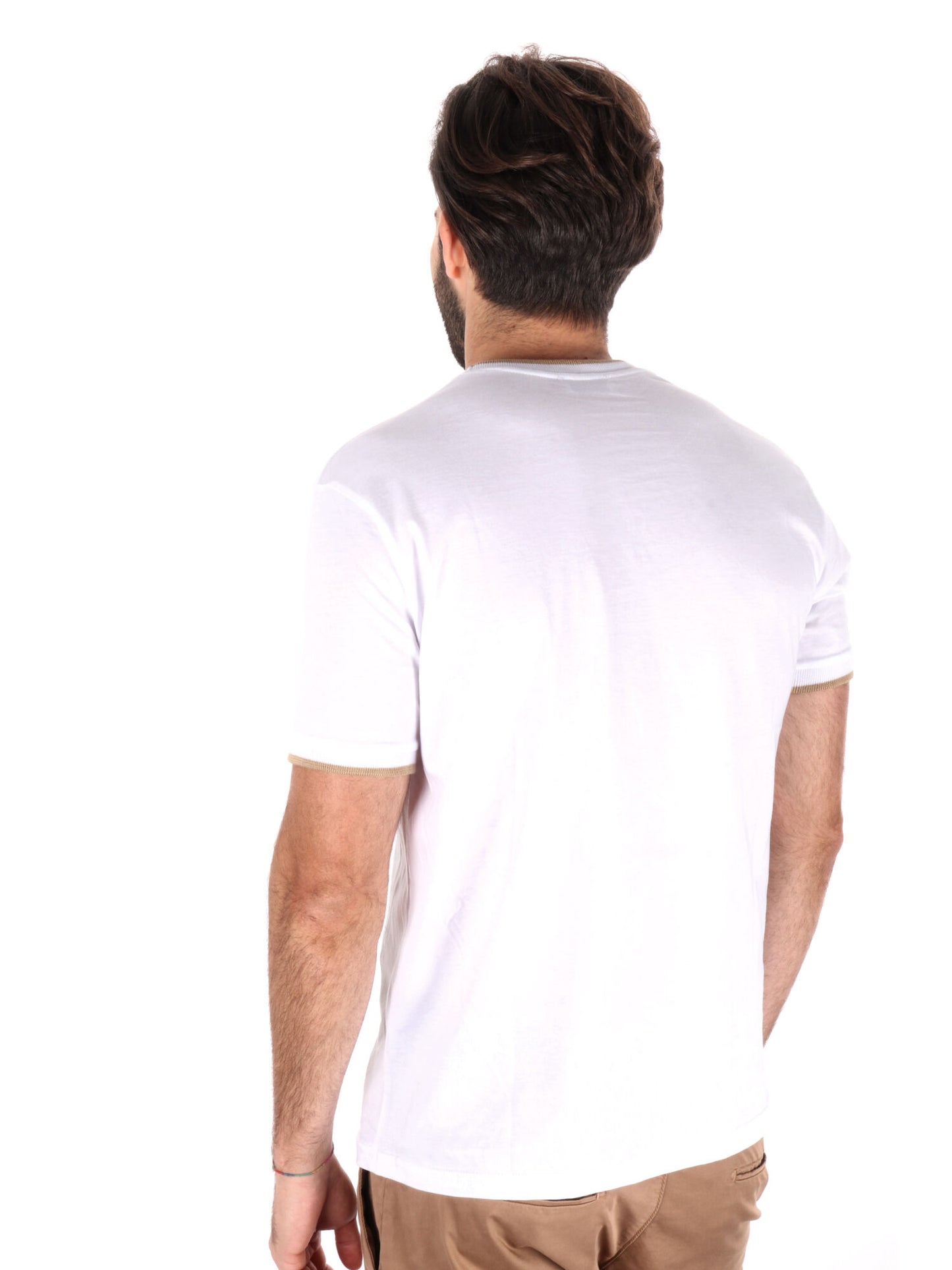 T-SHIRT PROFILI A CONTRASTO FB UOMO BIANCO BEIGE