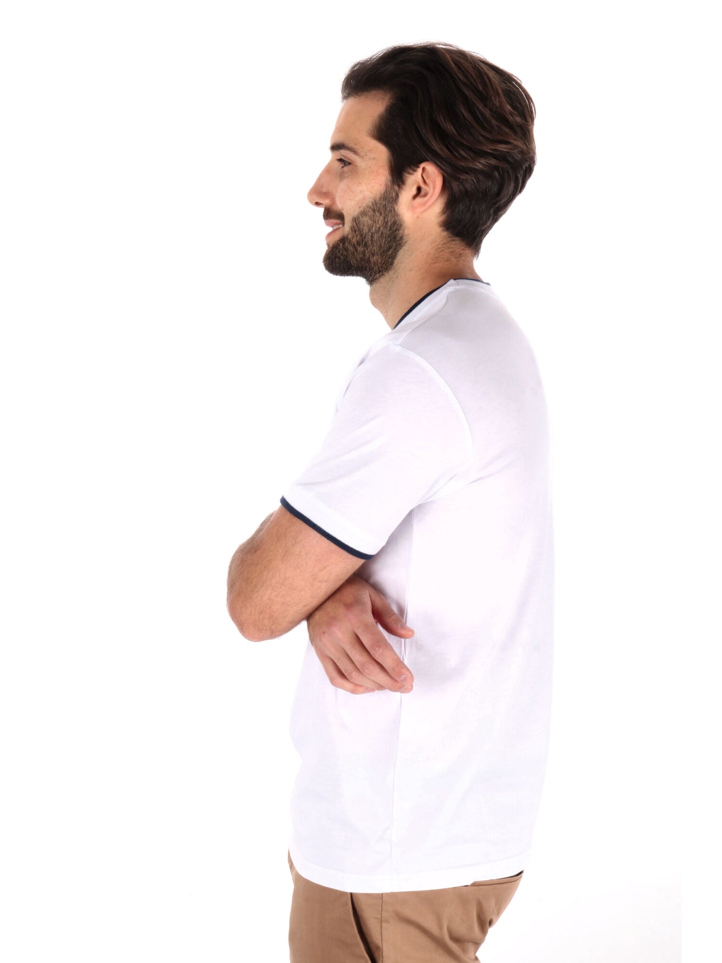 T-SHIRT PROFILI A CONTRASTO FB UOMO BIANCO-BLU
