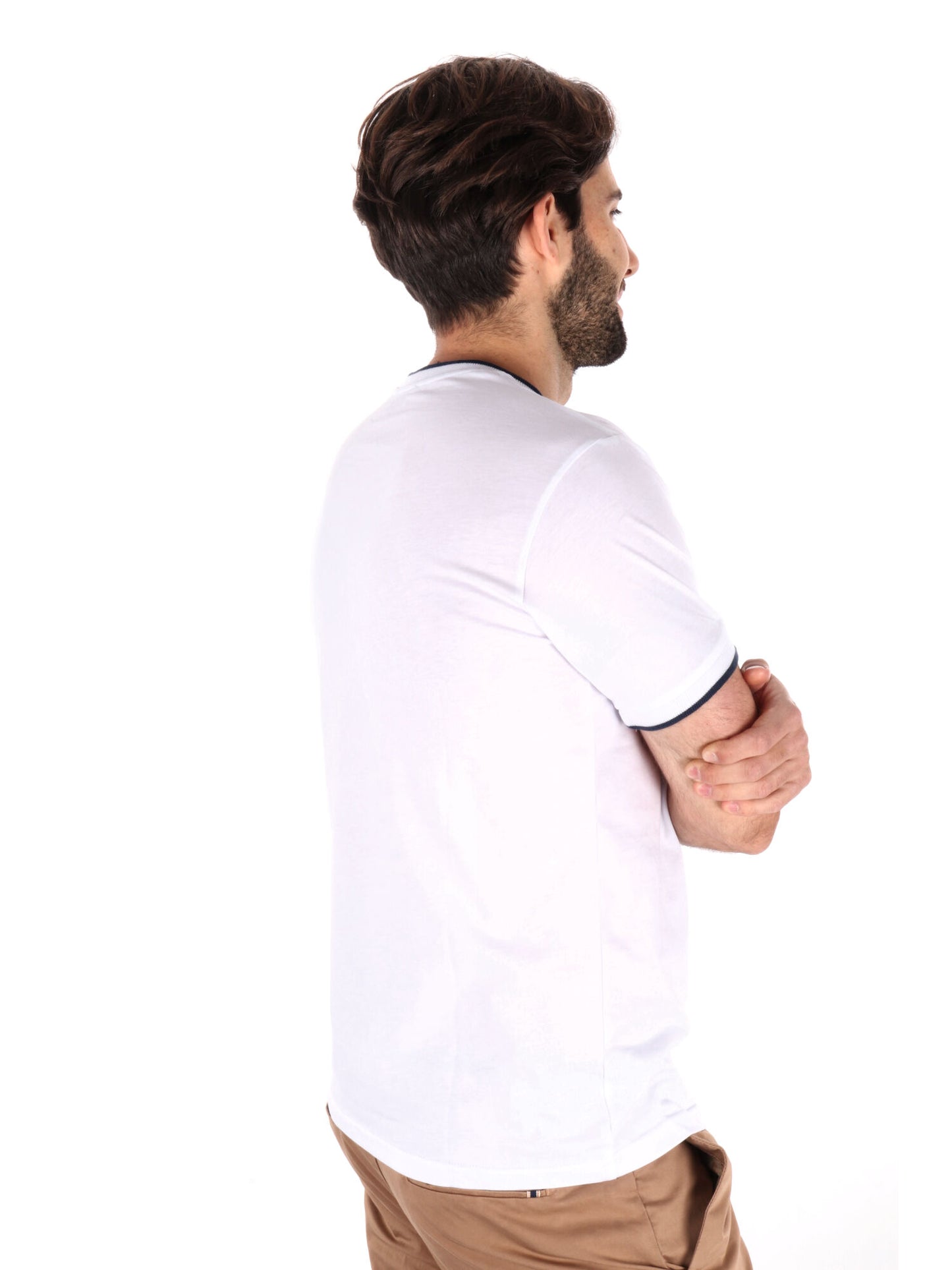 T-SHIRT PROFILI A CONTRASTO FB UOMO BIANCO-BLU