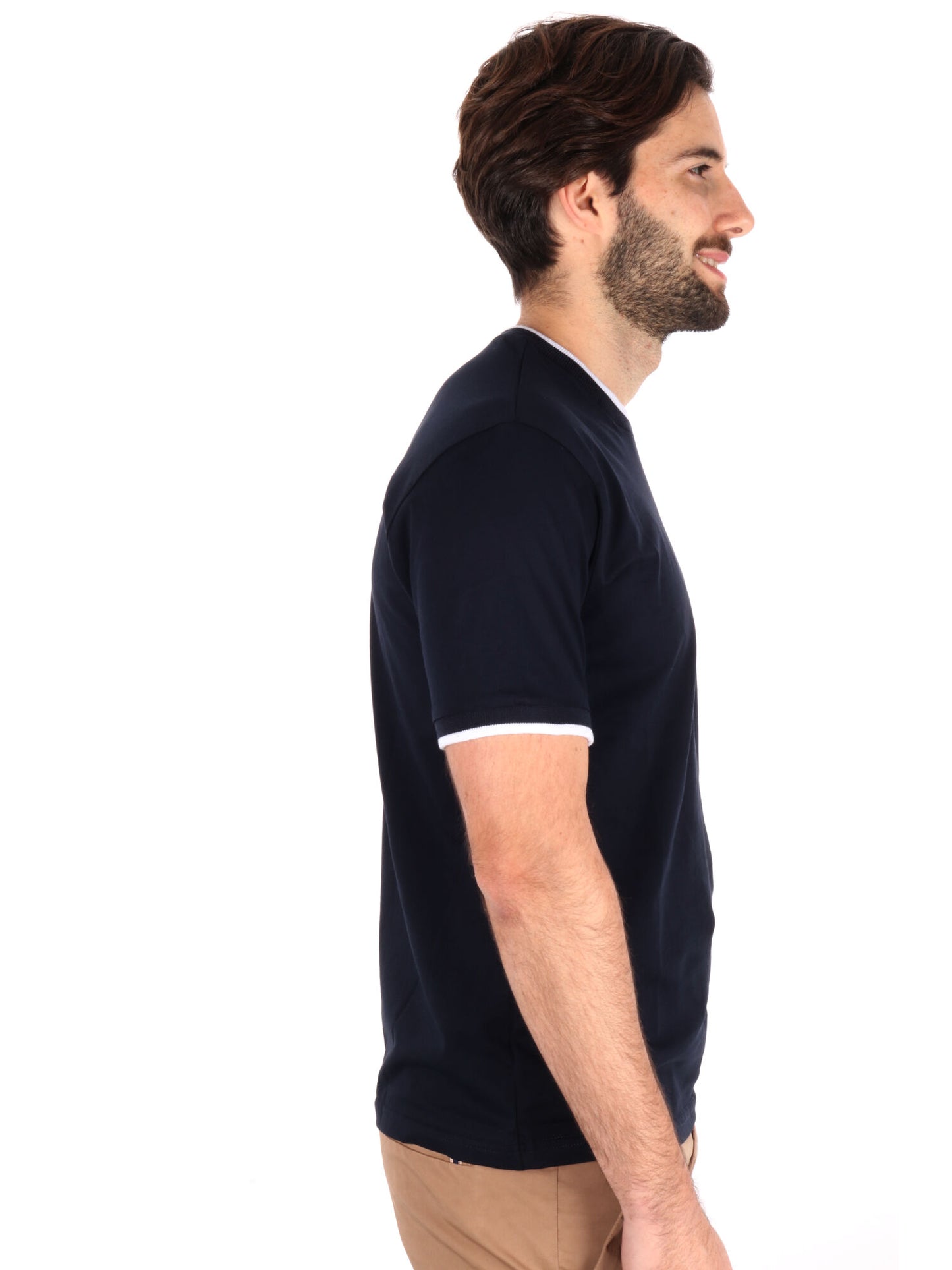 T-SHIRT PROFILI A CONTRASTO FB UOMO BLU-BIANCO