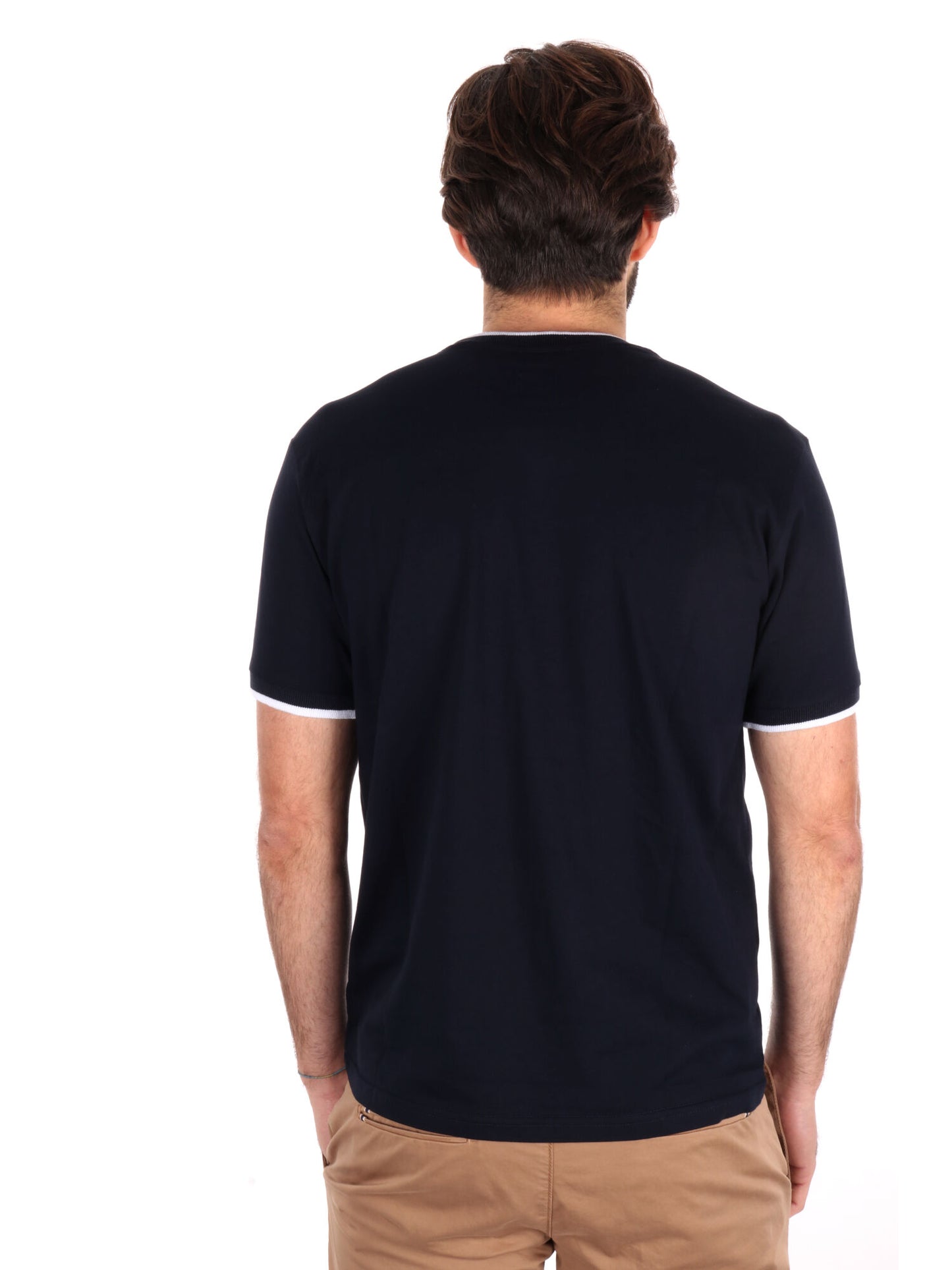 T-SHIRT PROFILI A CONTRASTO FB UOMO BLU-BIANCO