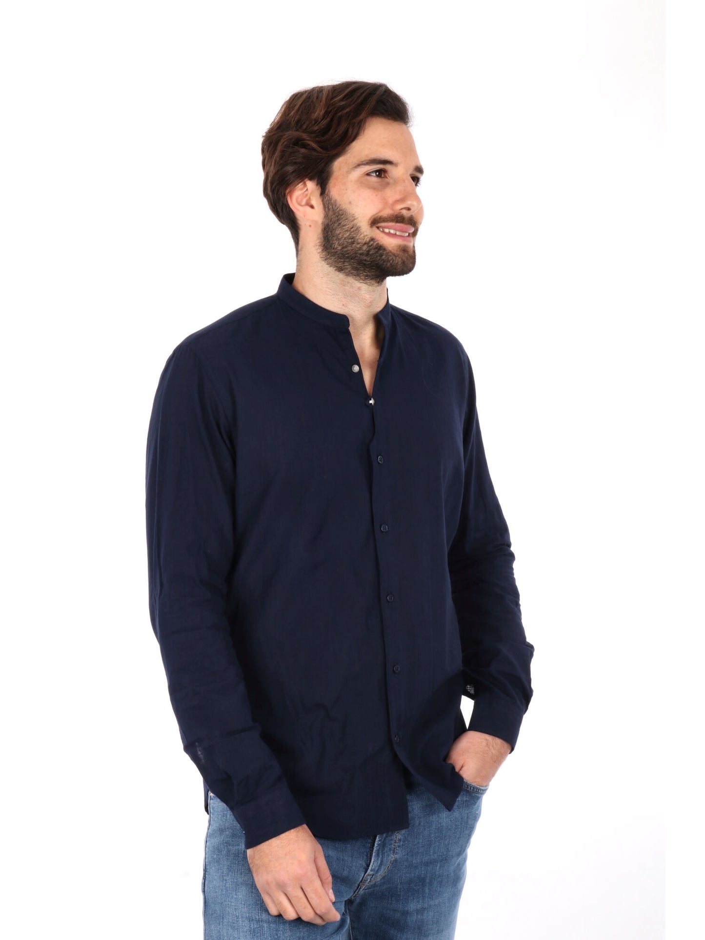 Camicia Fiaccola Corea blu in cotone da uomo elegante