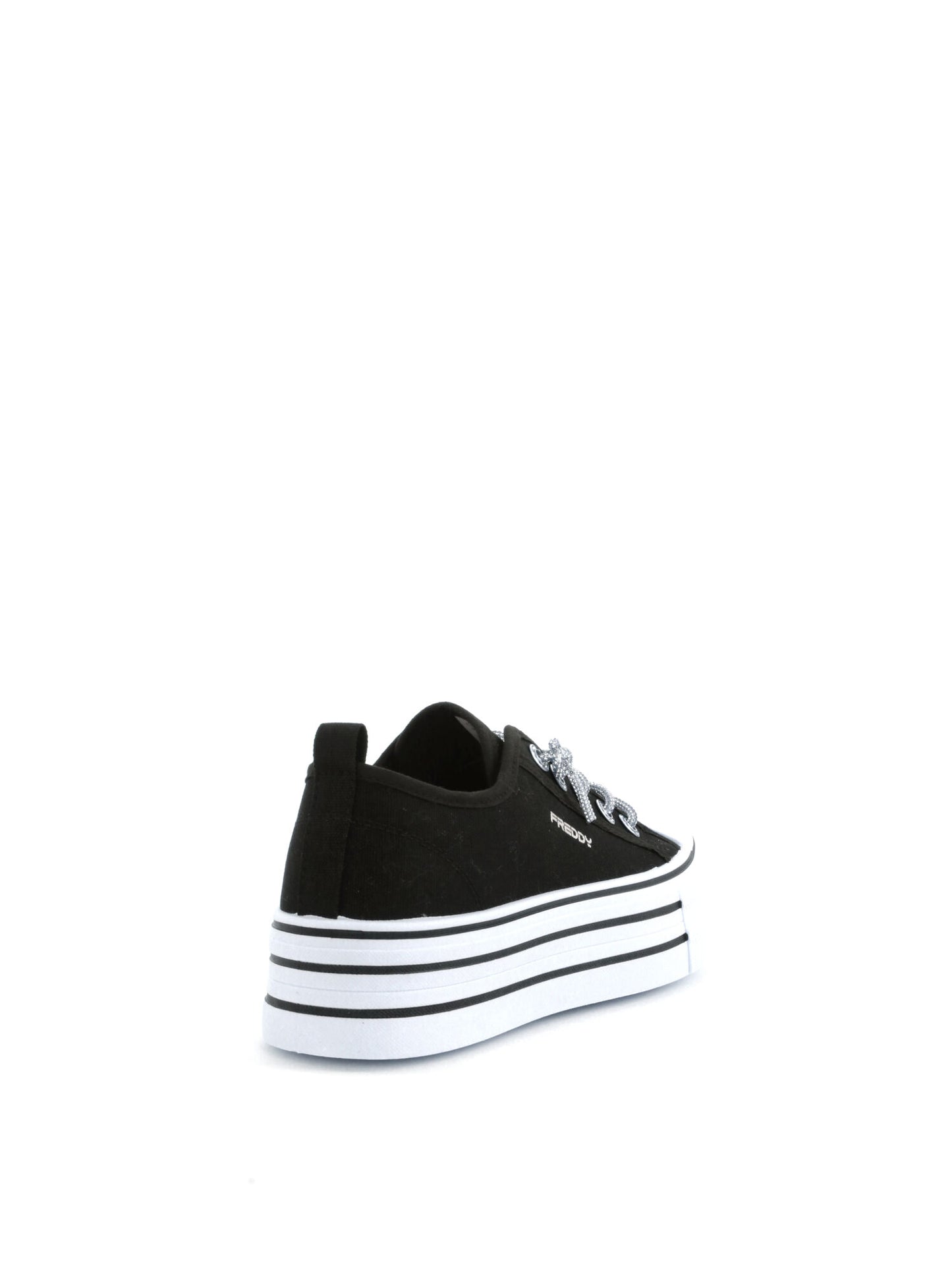 Sneakers platform Freddy in tessuto nero da donna con dettagli brillanti