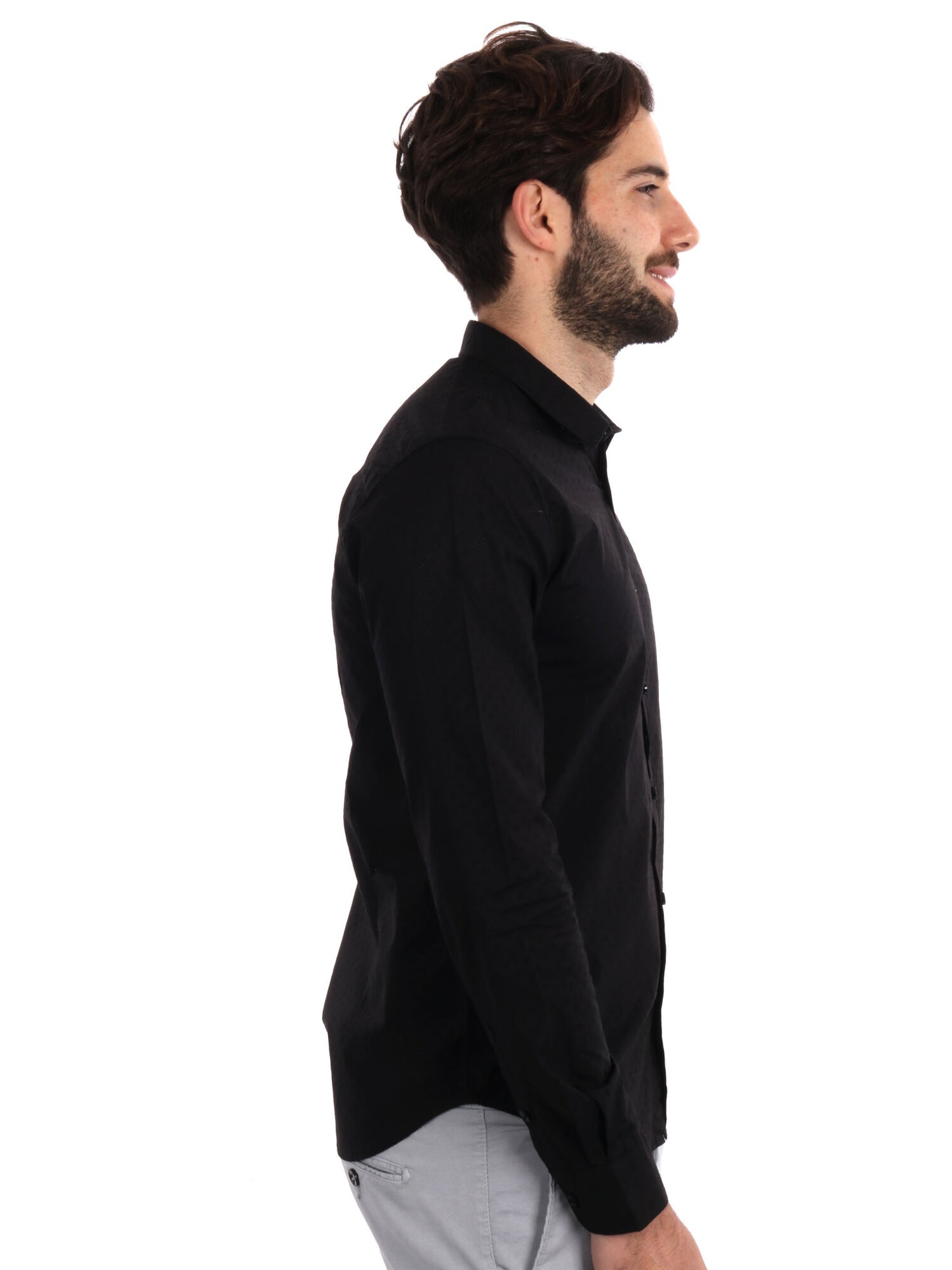 CAMICIA TRAFORATA GIANNI LUPO UOMO NERO