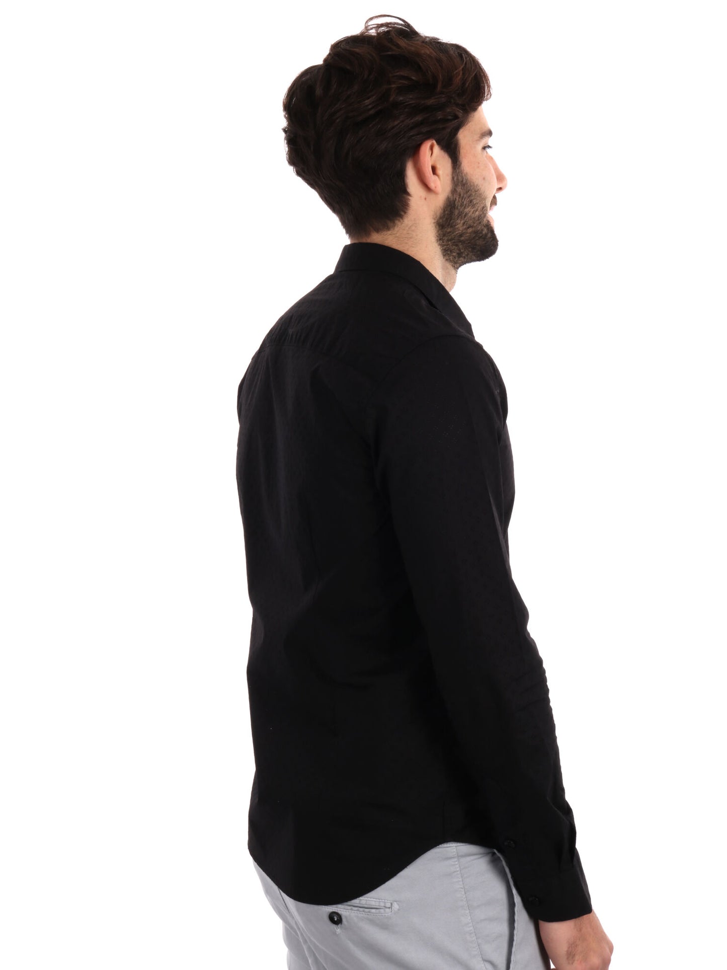 CAMICIA TRAFORATA GIANNI LUPO UOMO NERO