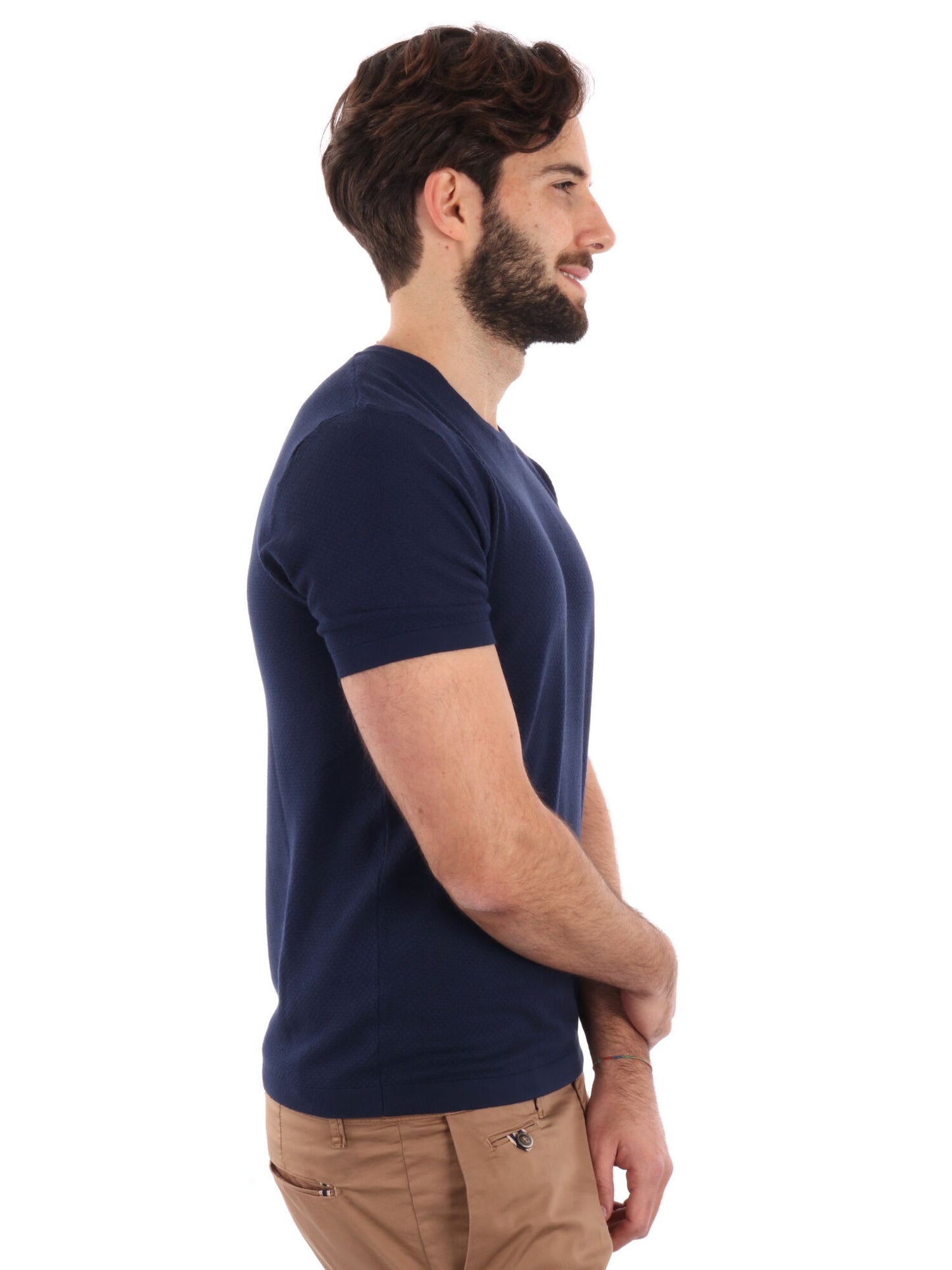 T-SHIRT IN MAGLIA GIANNI LUPO UOMO BLU
