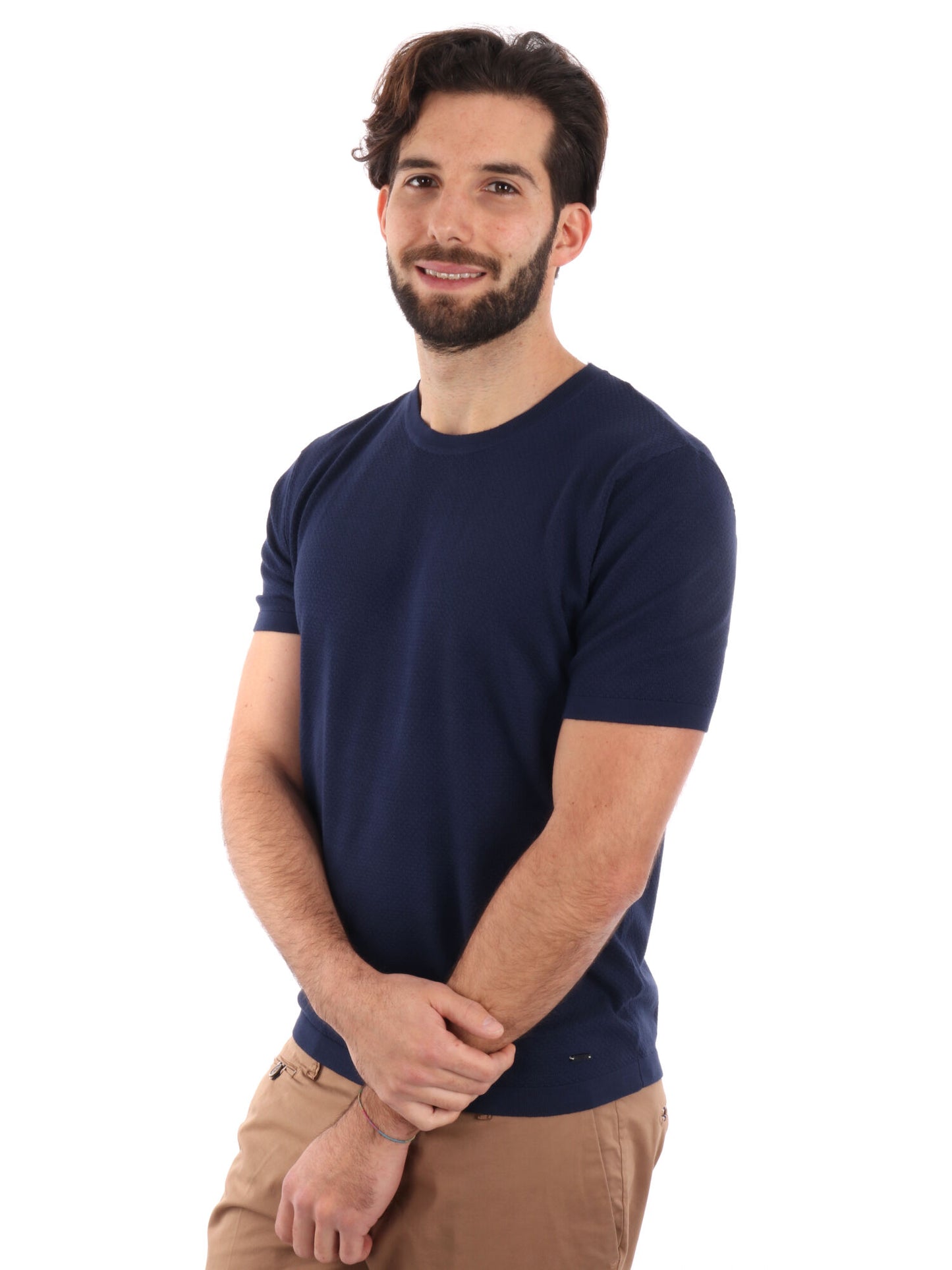 T-SHIRT IN MAGLIA GIANNI LUPO UOMO BLU