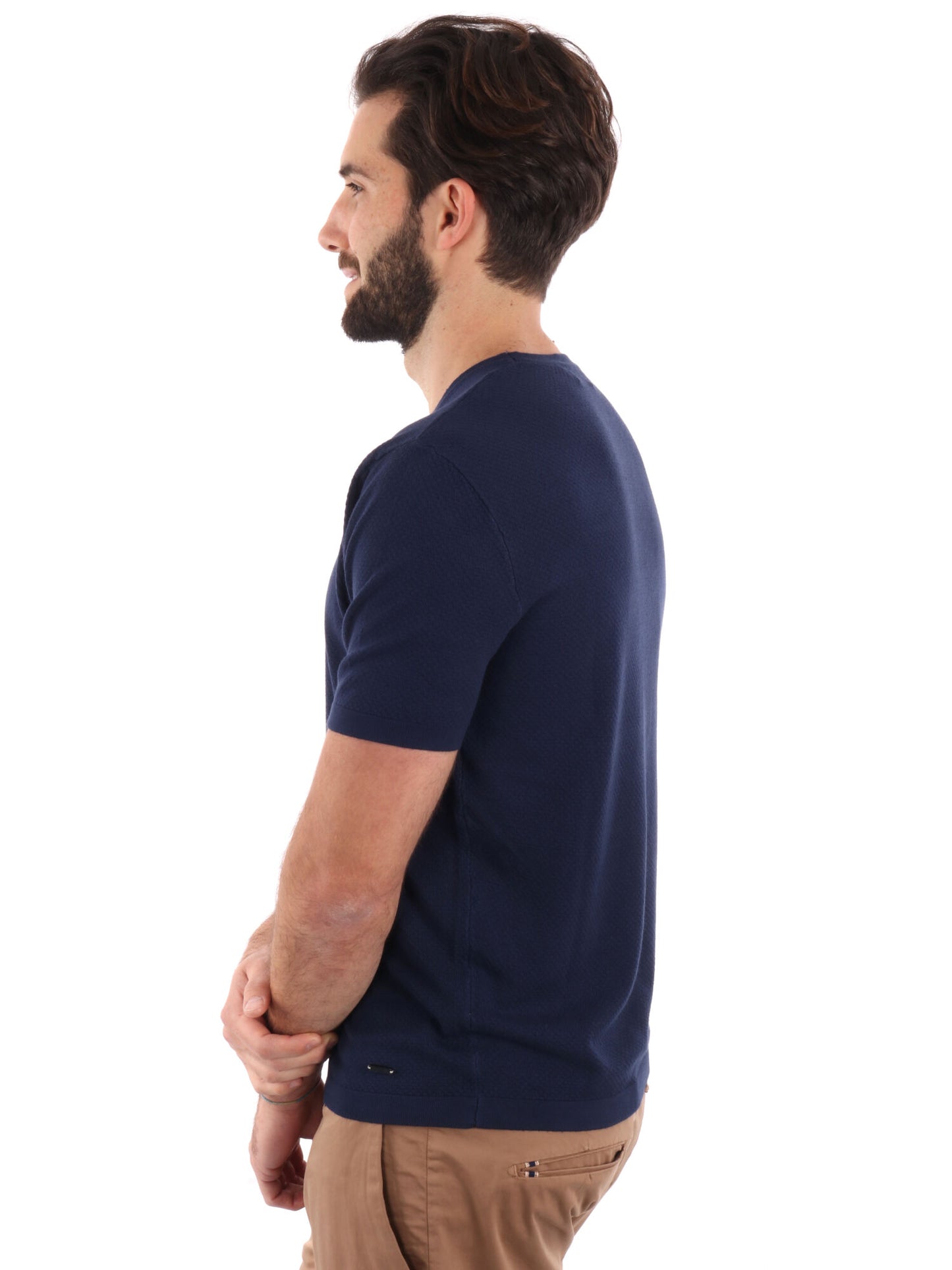 T-SHIRT IN MAGLIA GIANNI LUPO UOMO BLU