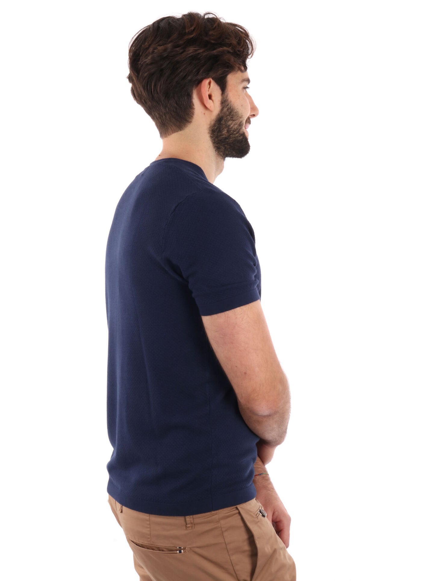 T-SHIRT IN MAGLIA GIANNI LUPO UOMO BLU