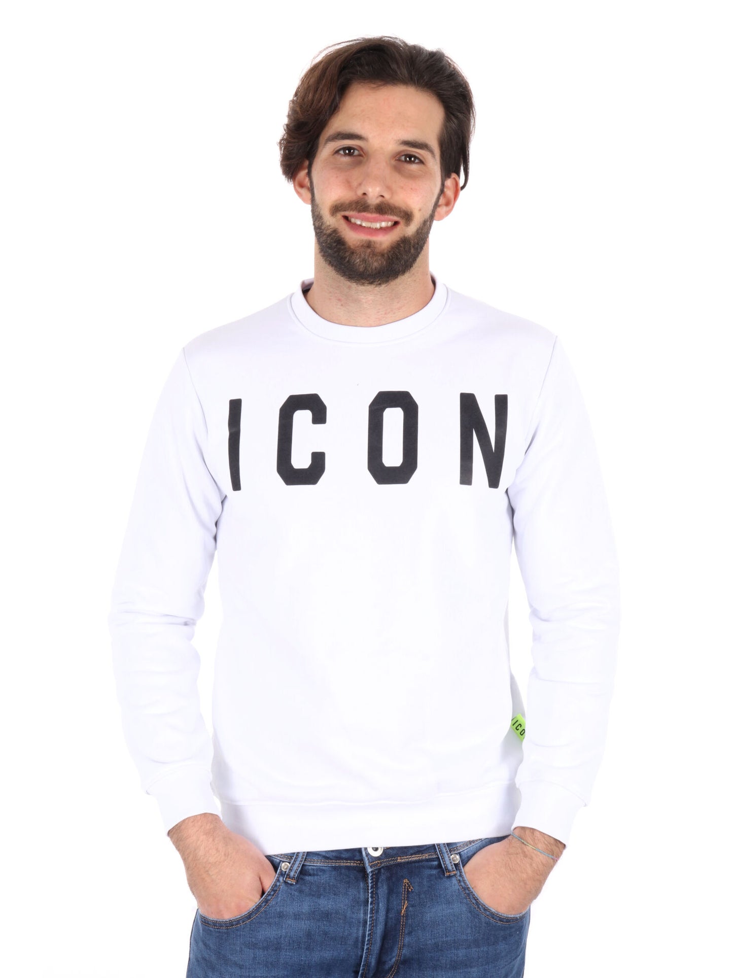 FELPA BASIC CON MAXI LOGO ICON UOMO BIANCO
