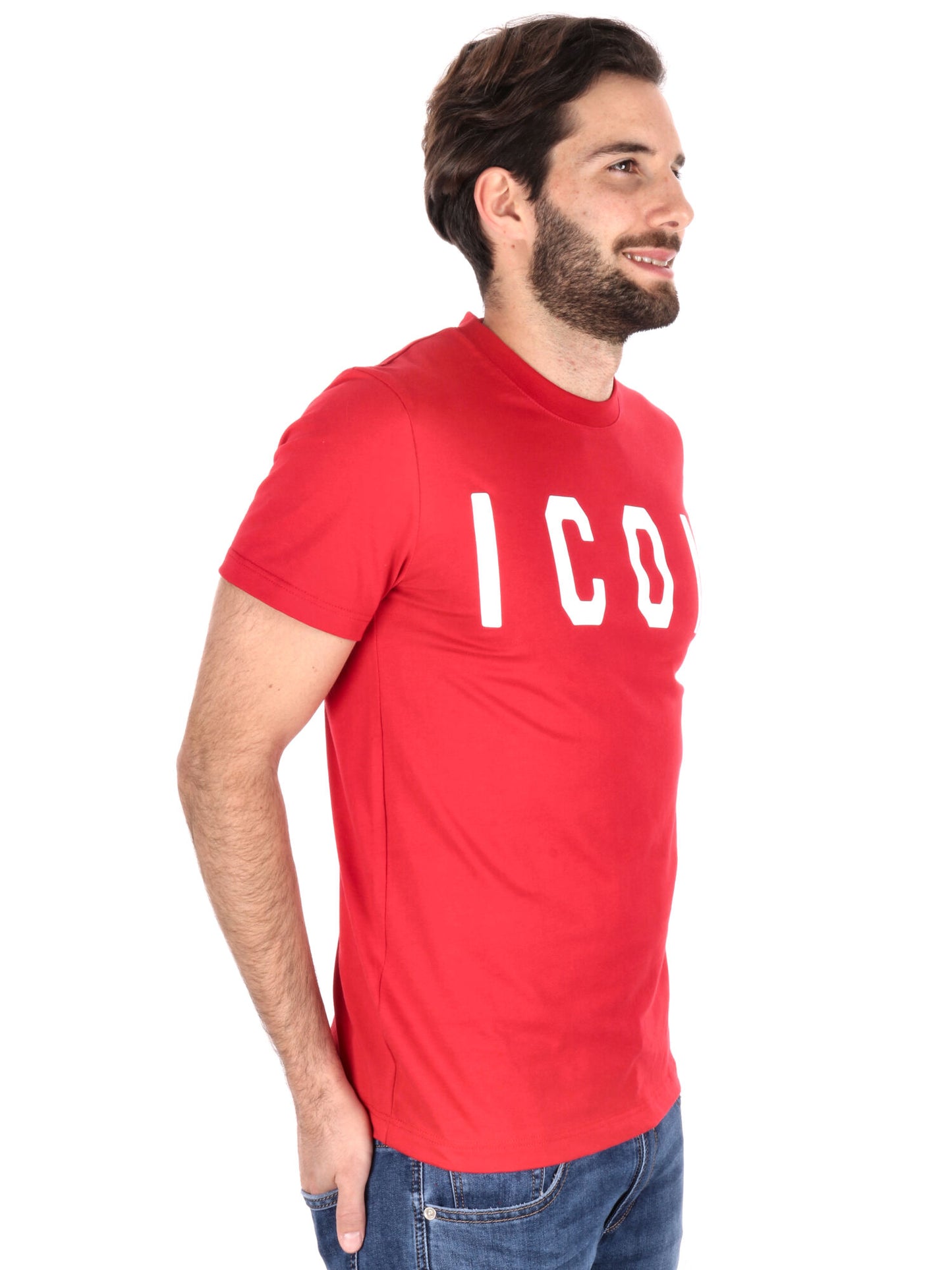 T-SHIRT BASIC CON MAXI LOGO ICON UOMO ROSSO