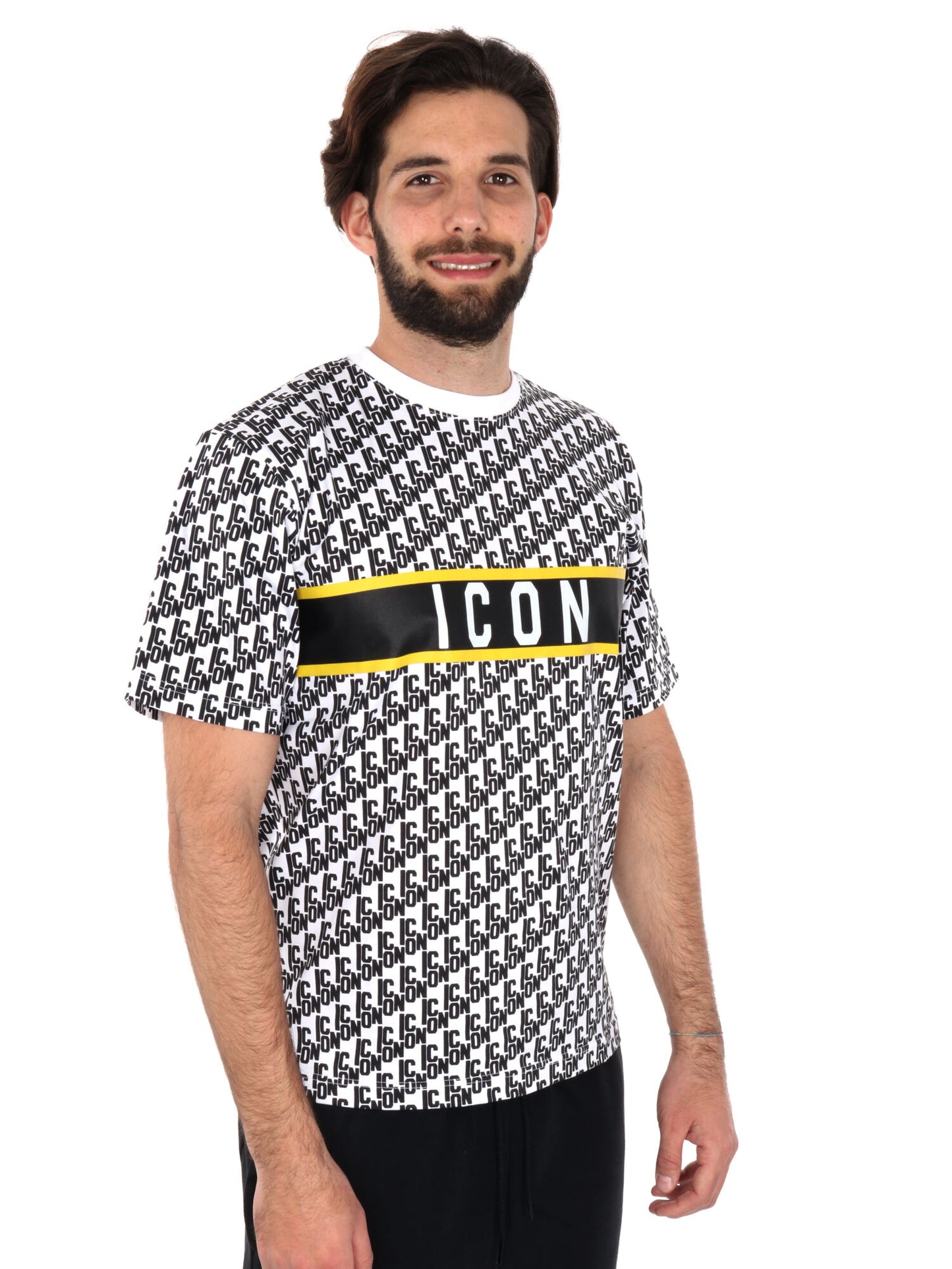 T-SHIRT LOGO ALL-OVER CON FASCIA ICON UOMO BIANCO