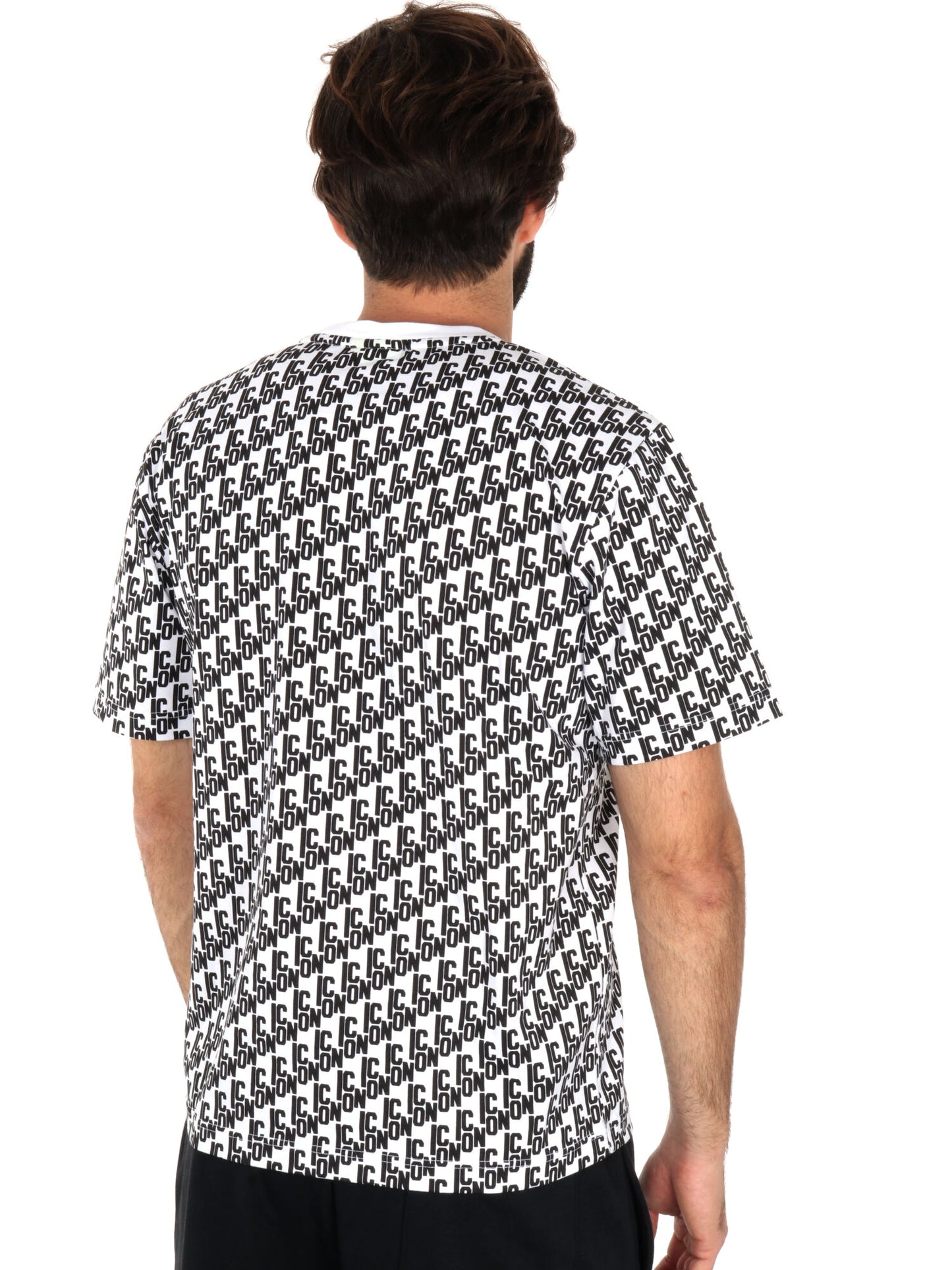 T-SHIRT LOGO ALL-OVER CON FASCIA ICON UOMO BIANCO
