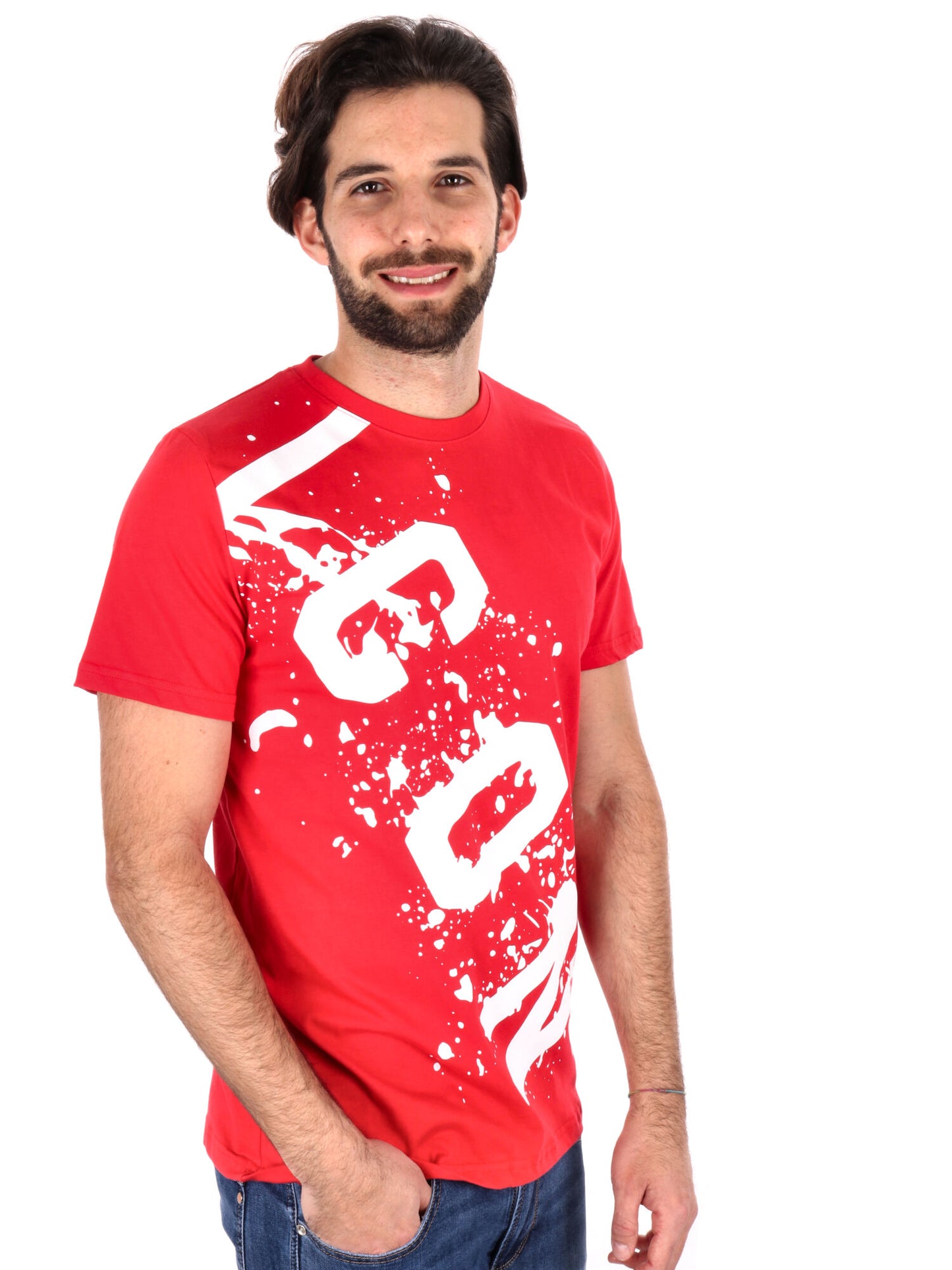 T-SHIRT LOGO SCHIZZI TRASVERSALE ICON UOMO ROSSO