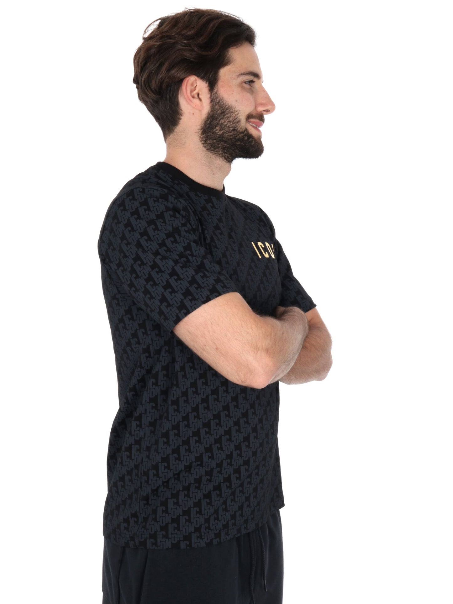 T-SHIRT LOGO ALL-OVER ICON UOMO NERO