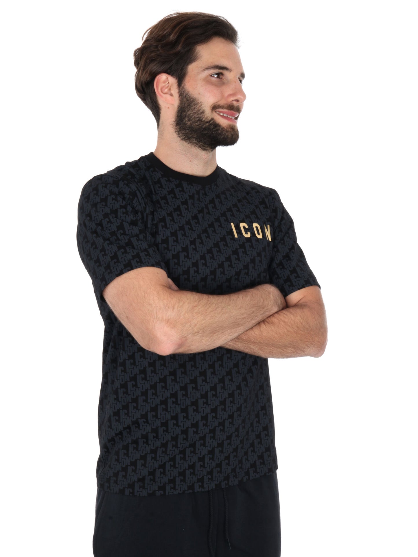 T-SHIRT LOGO ALL-OVER ICON UOMO NERO