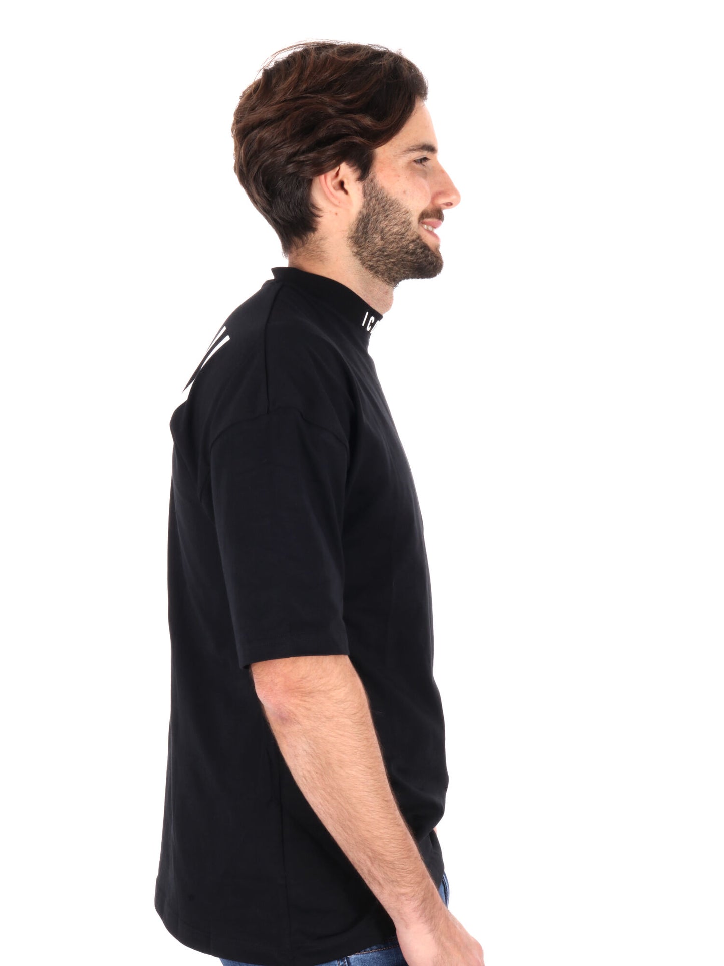 T-SHIRT LOGO SU GIROCOLLO ICON UOMO NERO
