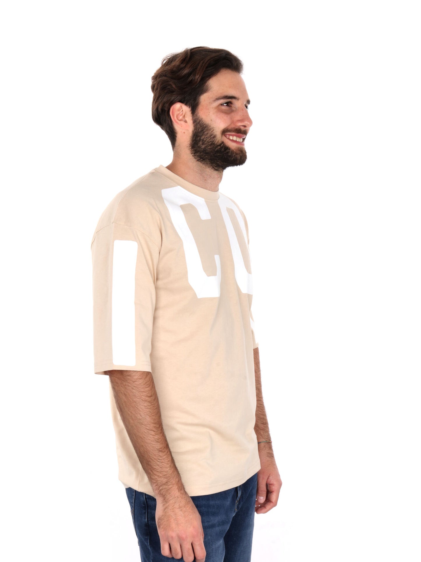 T-SHIRT MAXI LOGO ICON UOMO AVORIO
