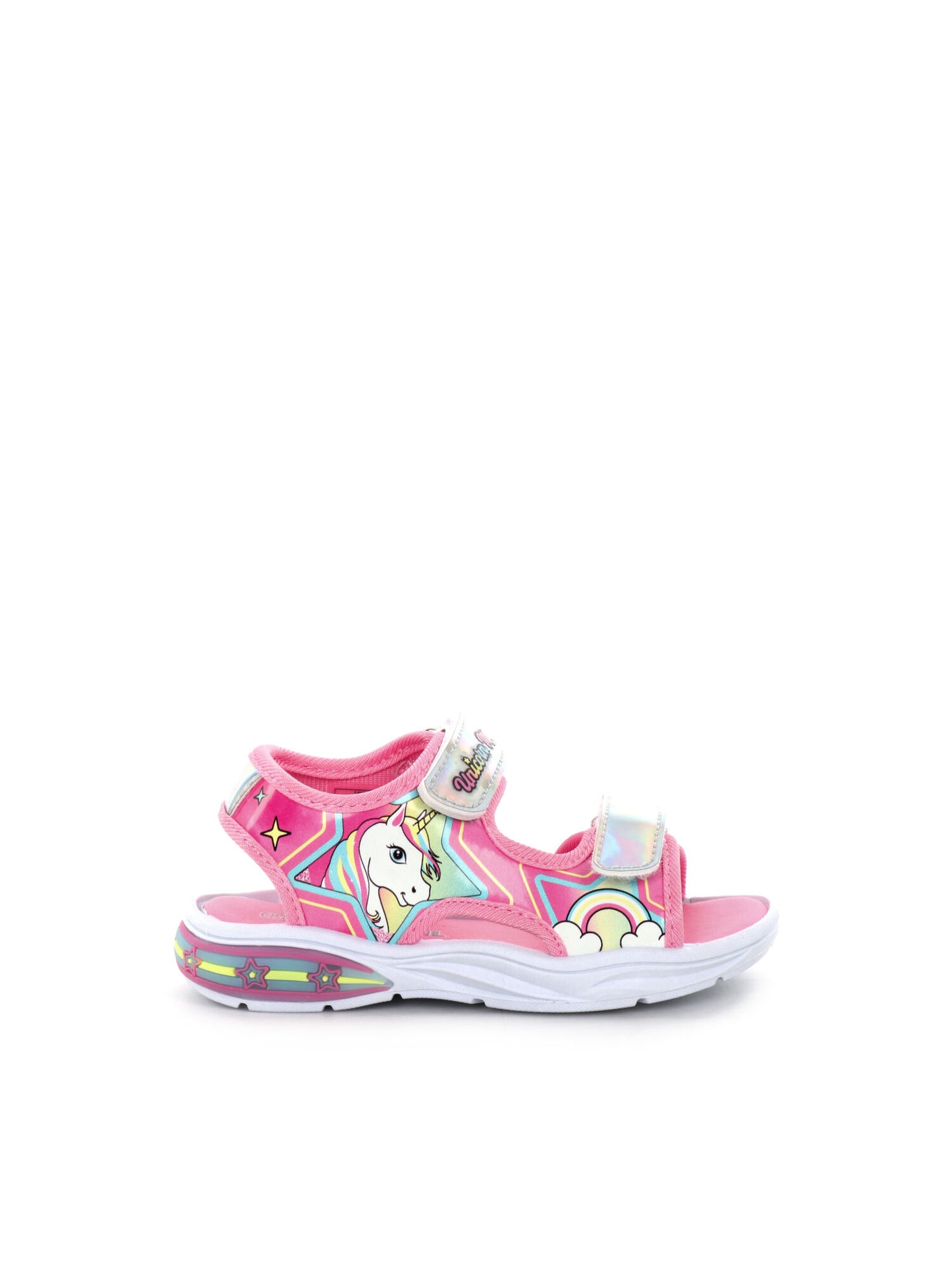 SANDALI CON LUCI E STRAP DISNEY BAMBINA ARGENTO FUXIA