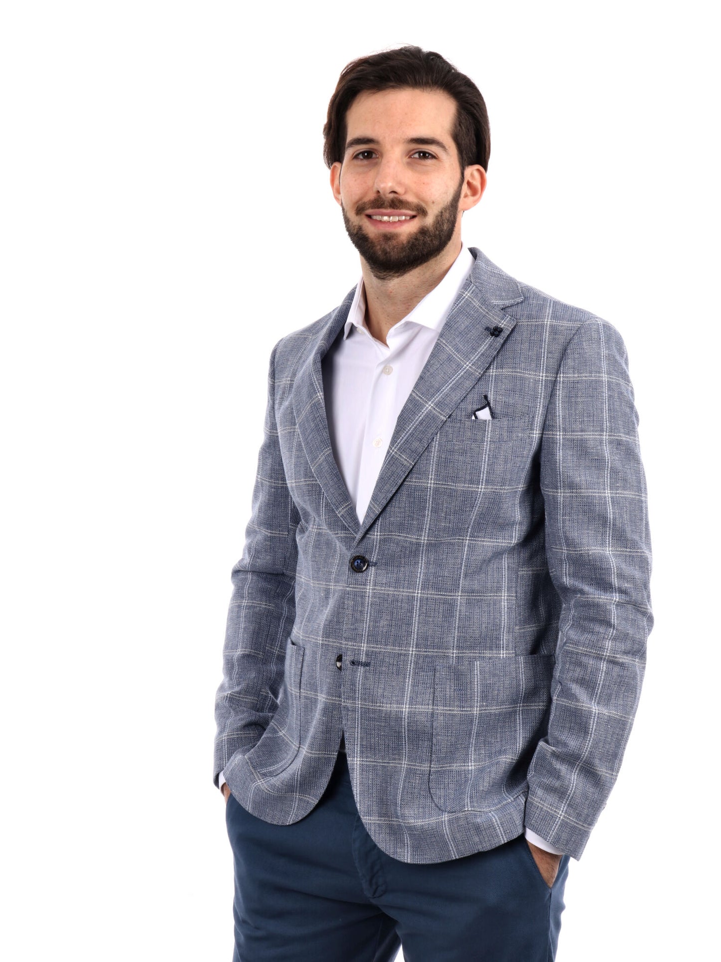 GIACCA A QUADRI FB UOMO INDACO