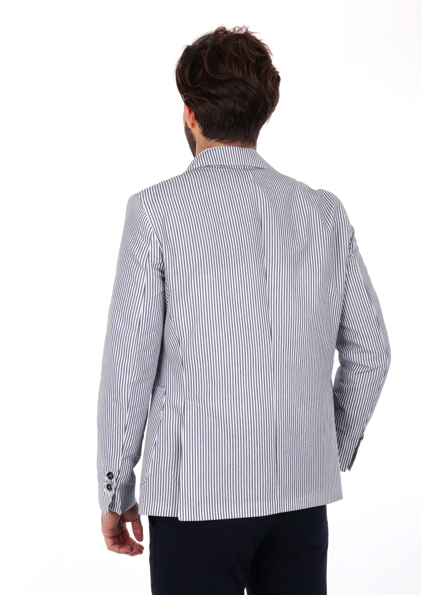 GIACCA MONOPETTO A RIGHE FB UOMO BIANCO-BLU