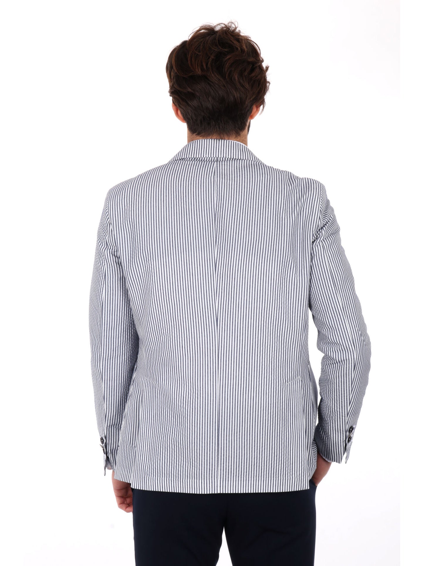 GIACCA MONOPETTO A RIGHE FB UOMO BIANCO-BLU