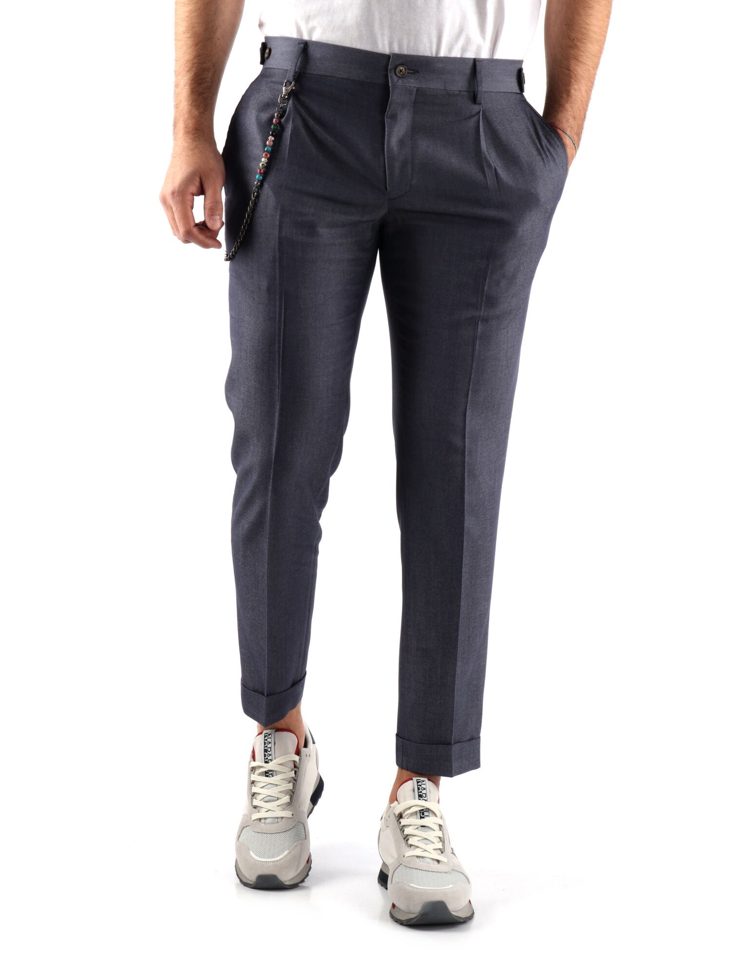 PANTALONE CON PENCES FB UOMO BLU