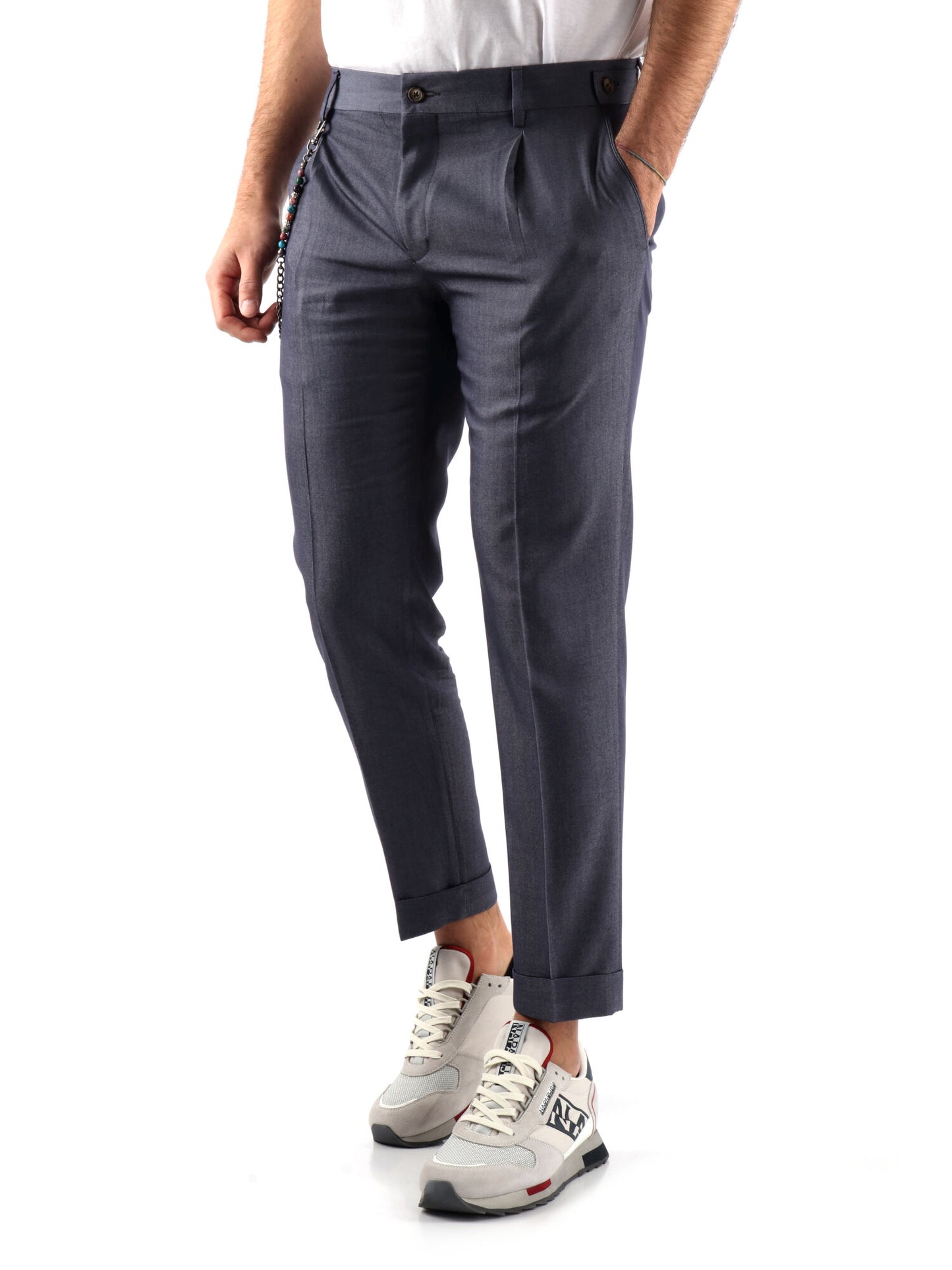 PANTALONE CON PENCES FB UOMO BLU