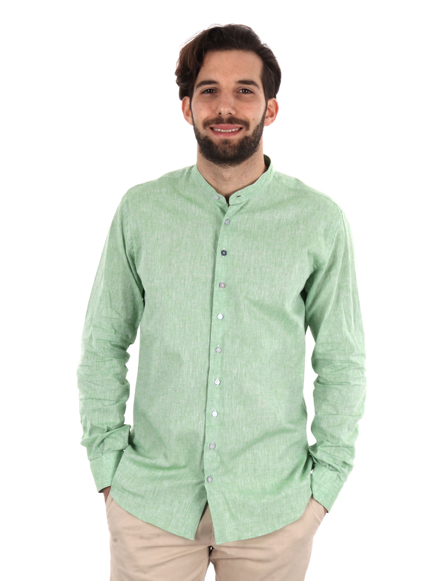 CAMICIA COLLO COREANO FB UOMO SALVIA