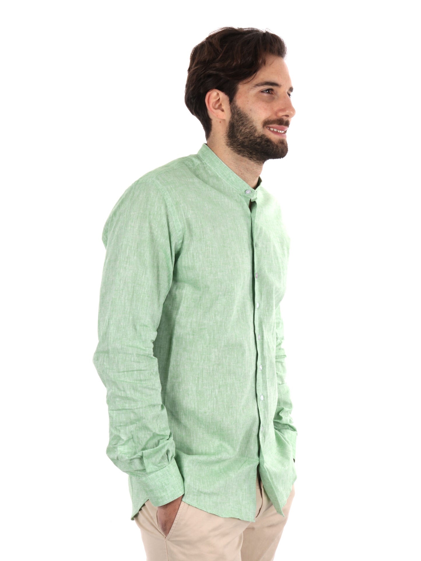 CAMICIA COLLO COREANO FB UOMO SALVIA