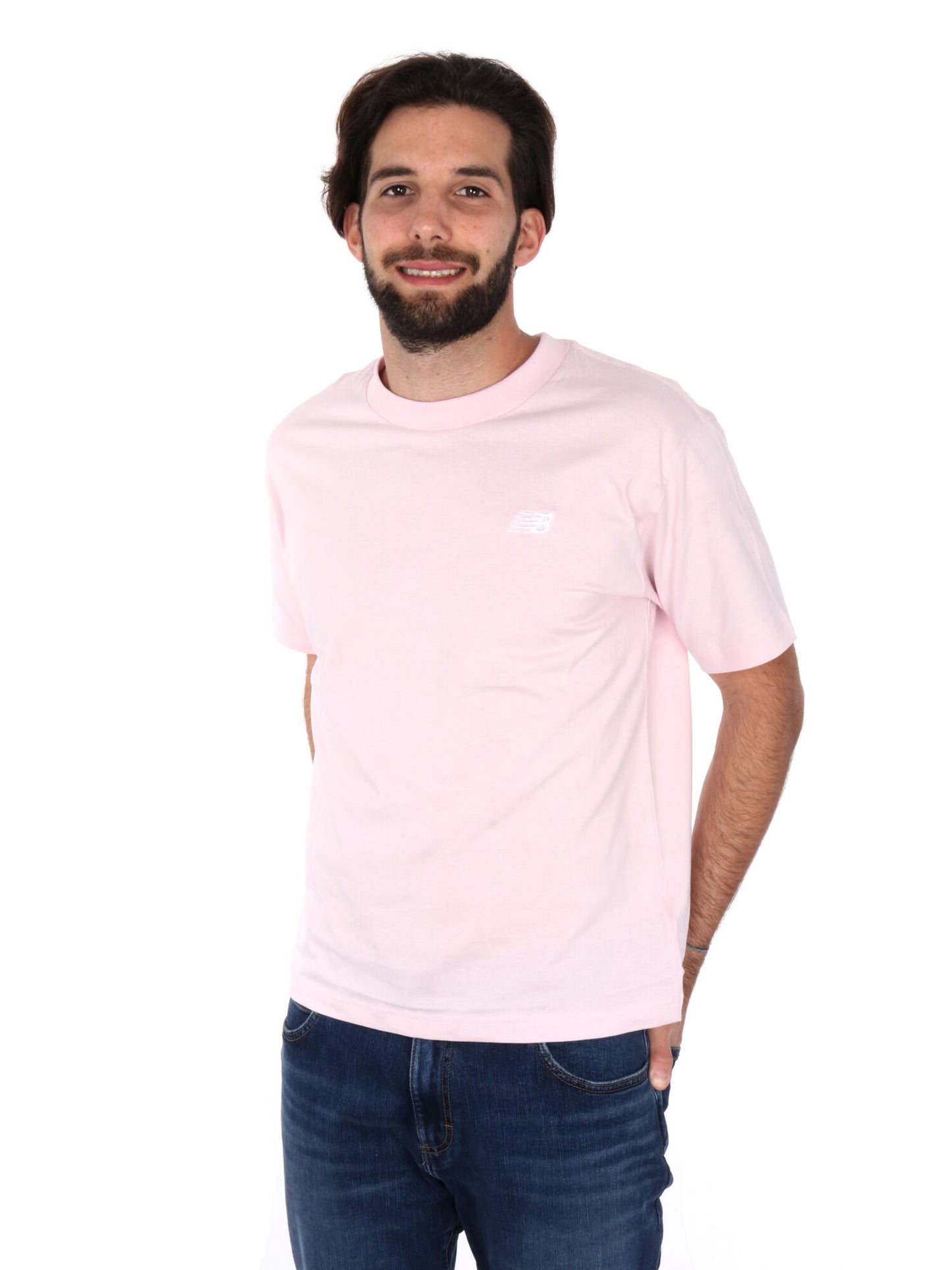 T-SHIRT CON RICAMO NEW BALANCE UOMO ROSA