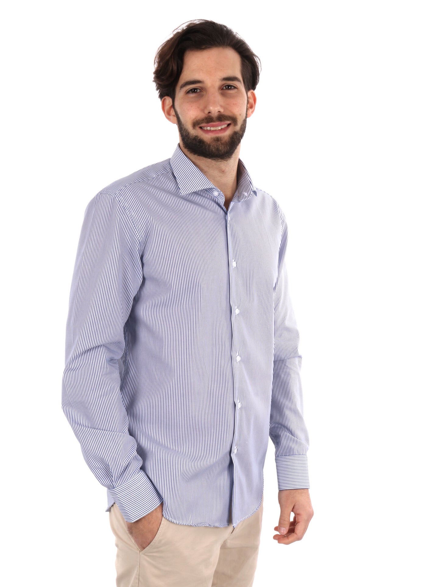 CAMICIA MILLERIGHE FB UOMO BIANCO-BLU